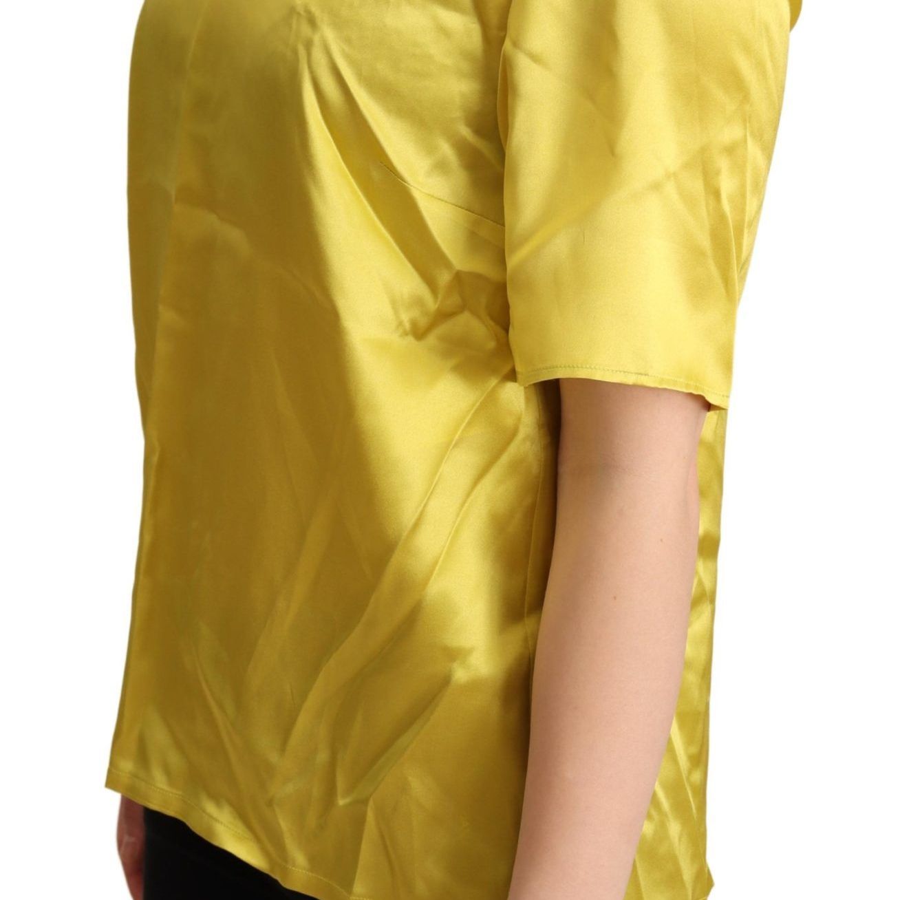 Dolce & Gabbana Yellow Silk Short Sleeve Blouse T-shirt