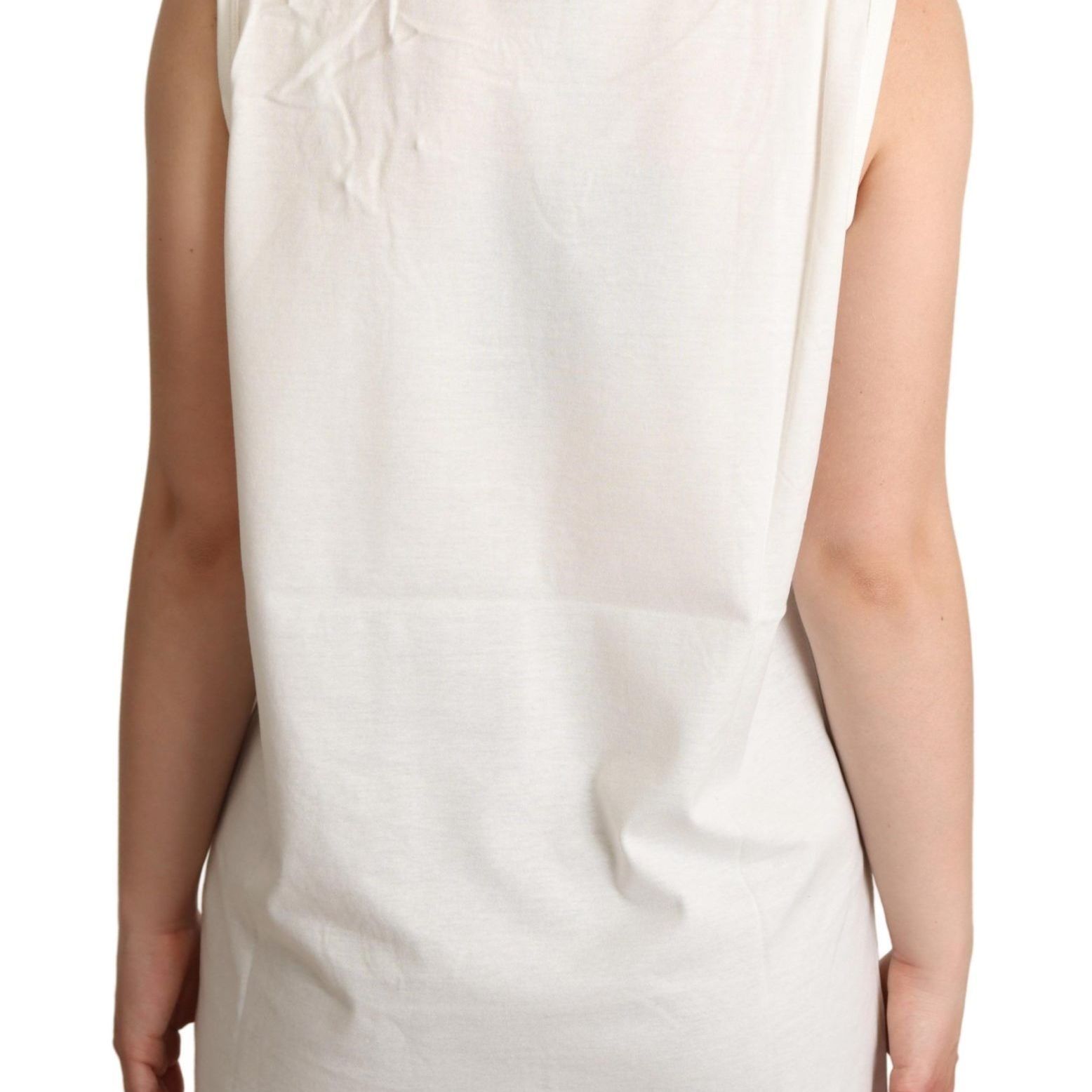 Dolce & Gabbana White Dog Floral Print Embellished T-shirt
