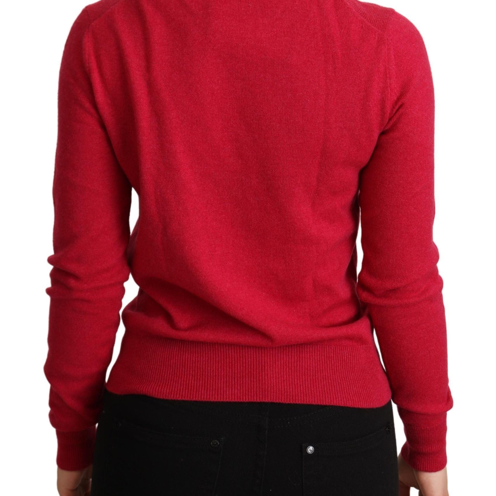 Dolce & Gabbana Pink Embroidered Cashmere Wool Pullover Sweater