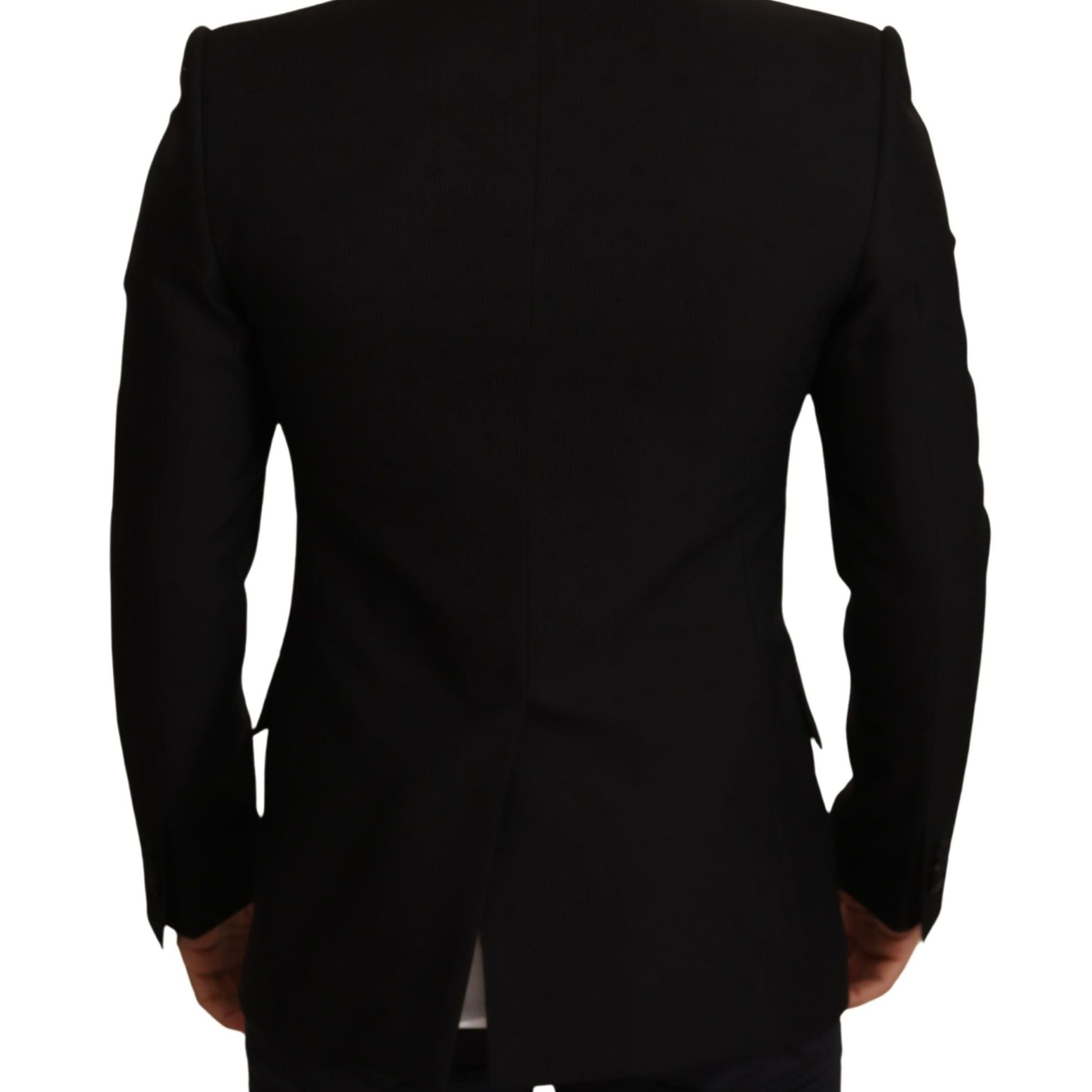 Dolce & Gabbana Black Wool Slim Fit Coat Blazer Jacket