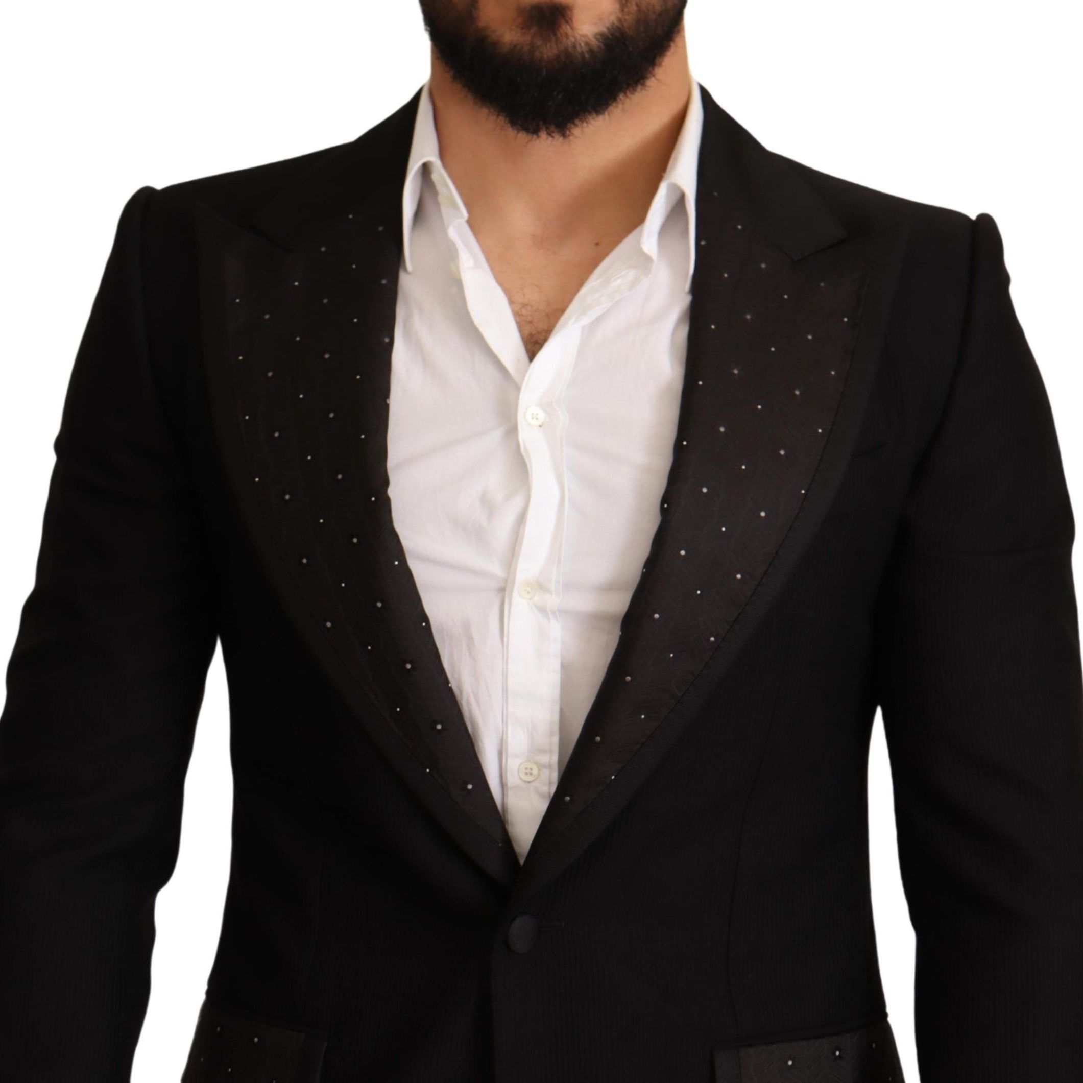 Dolce & Gabbana Black Wool Slim Fit Coat Blazer Jacket