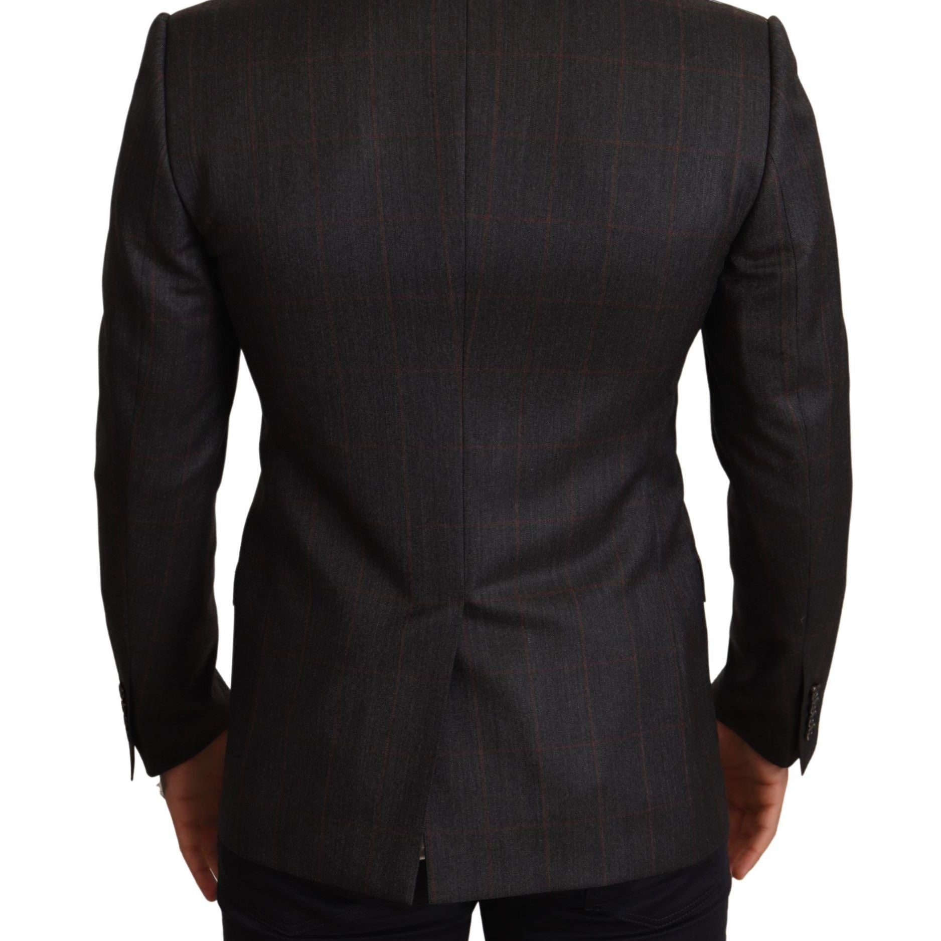 Dolce & Gabbana Gray Check Wool Slim Fit Blazer Jacket