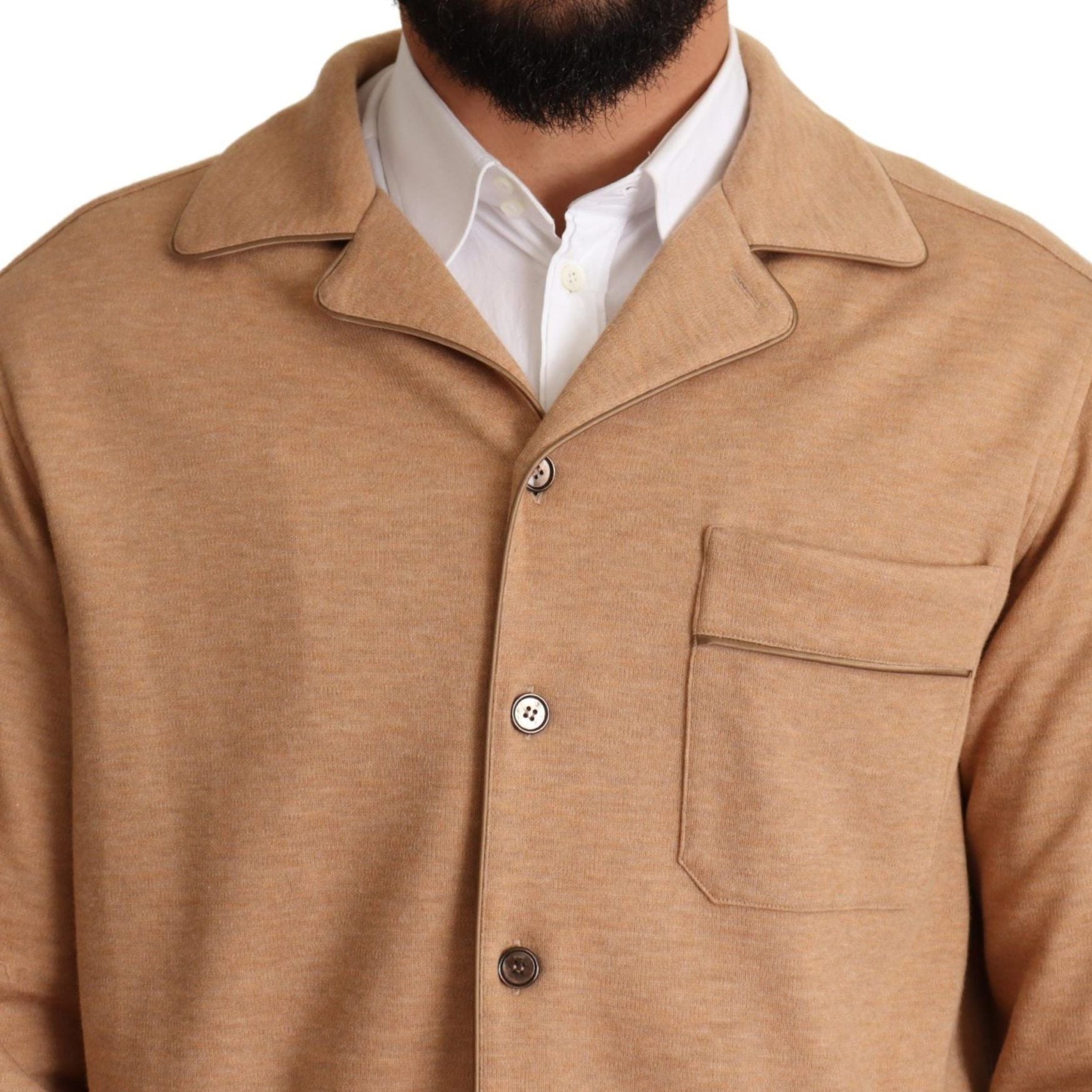 Dolce & Gabbana Brown Cotton Button Collared Coat Jacket