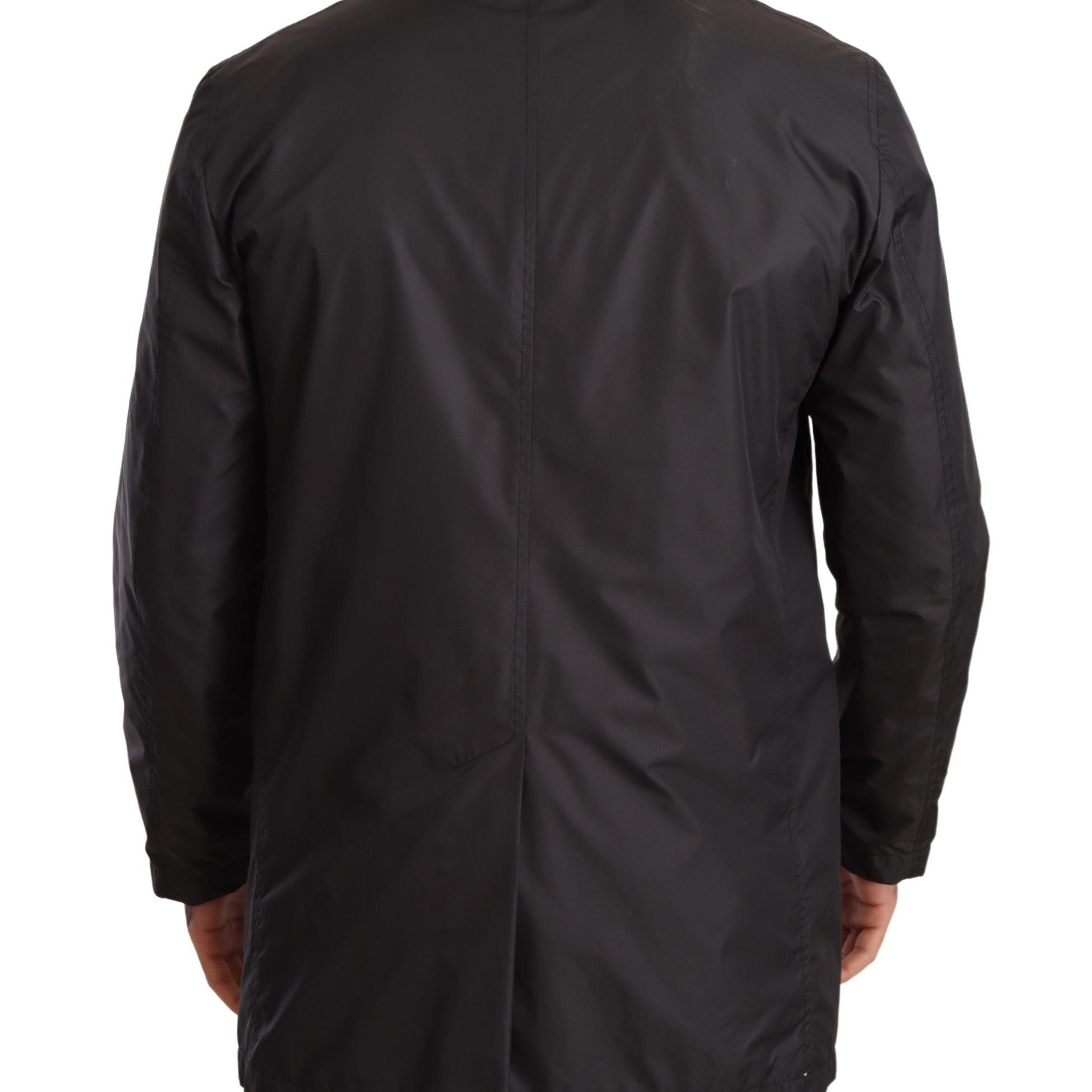 Dolce & Gabbana Black Polyester Mens Trench Coat Jacket