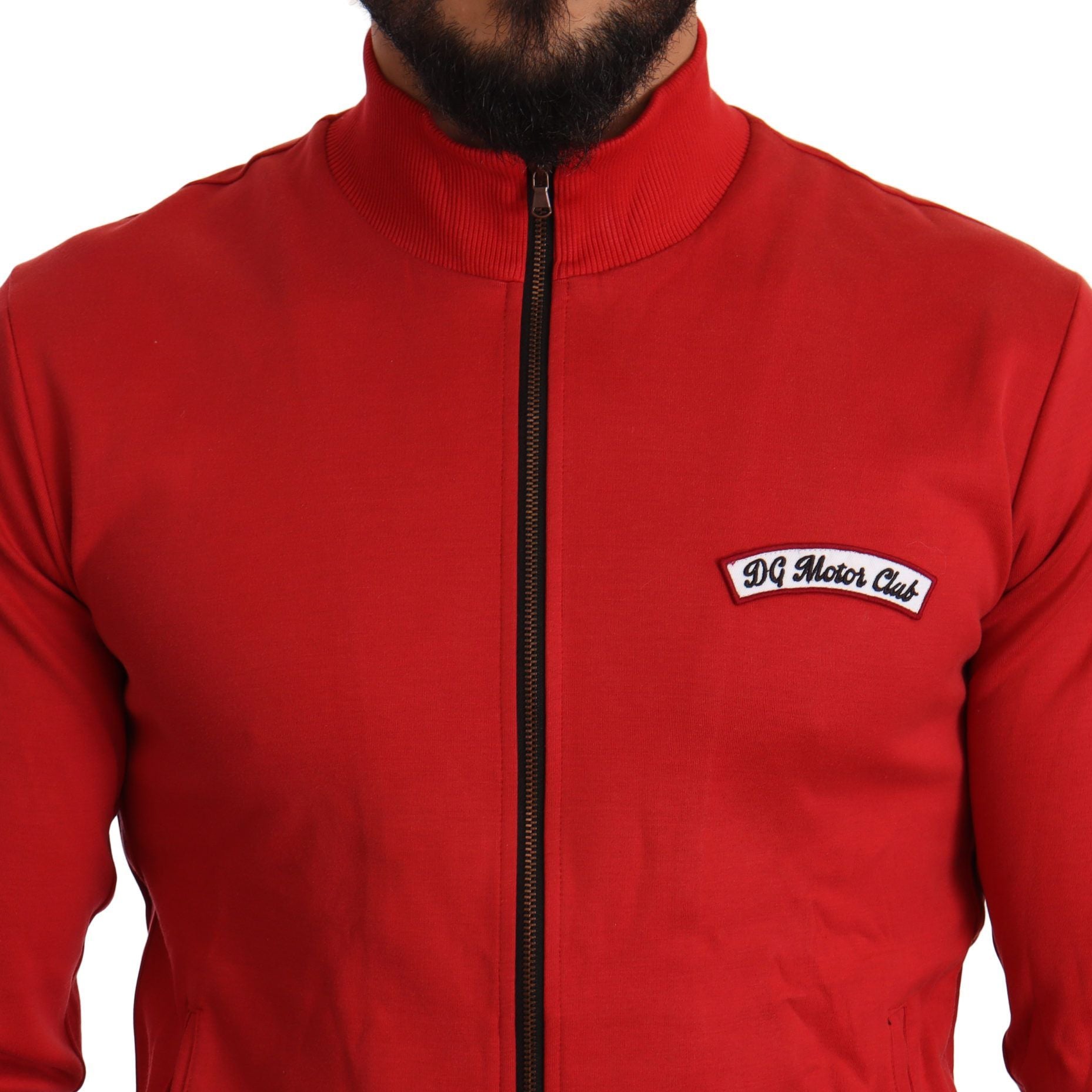Dolce & Gabbana Red DG Motor Club Zipper Stretch Sweater