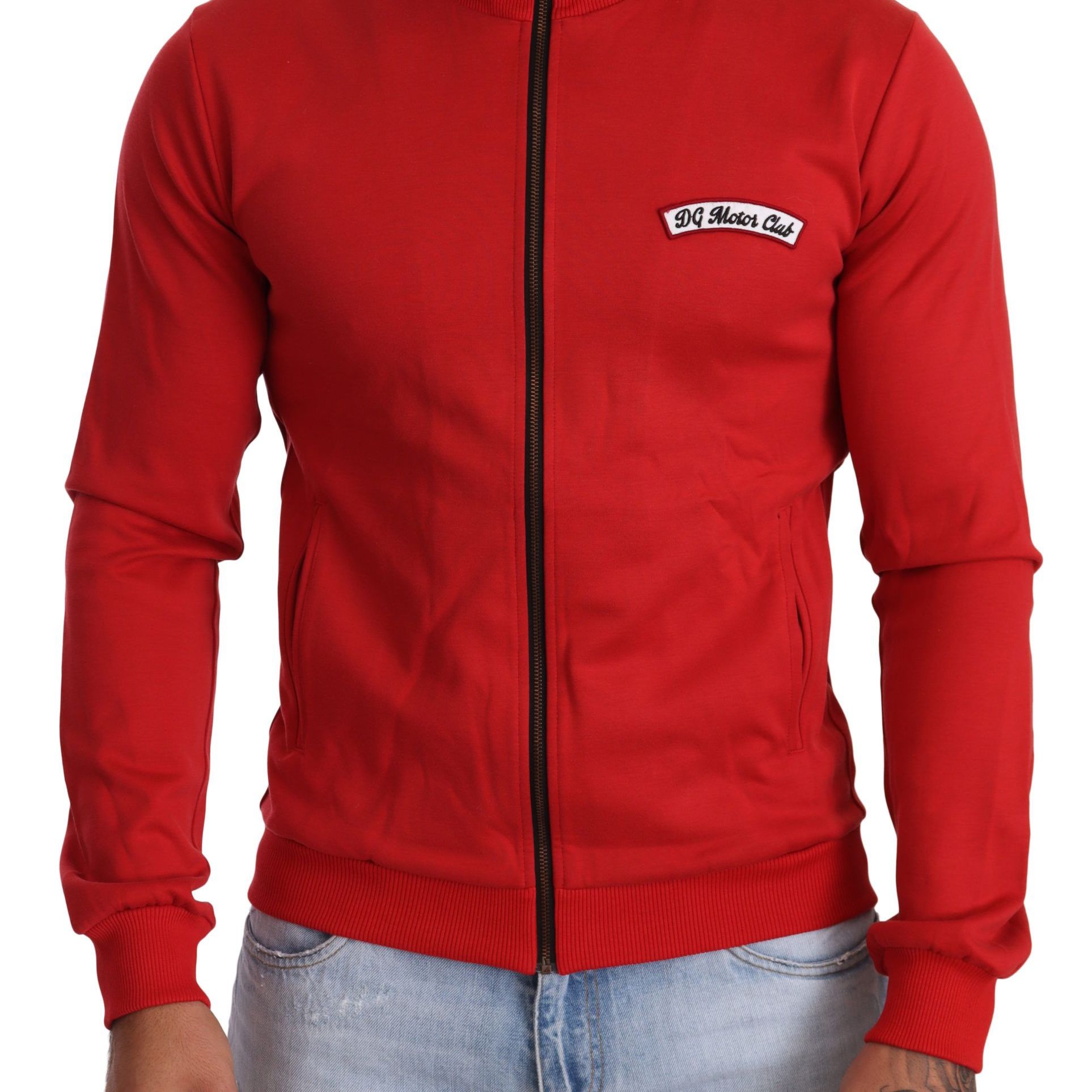 Dolce & Gabbana Red DG Motor Club Zipper Stretch Sweater