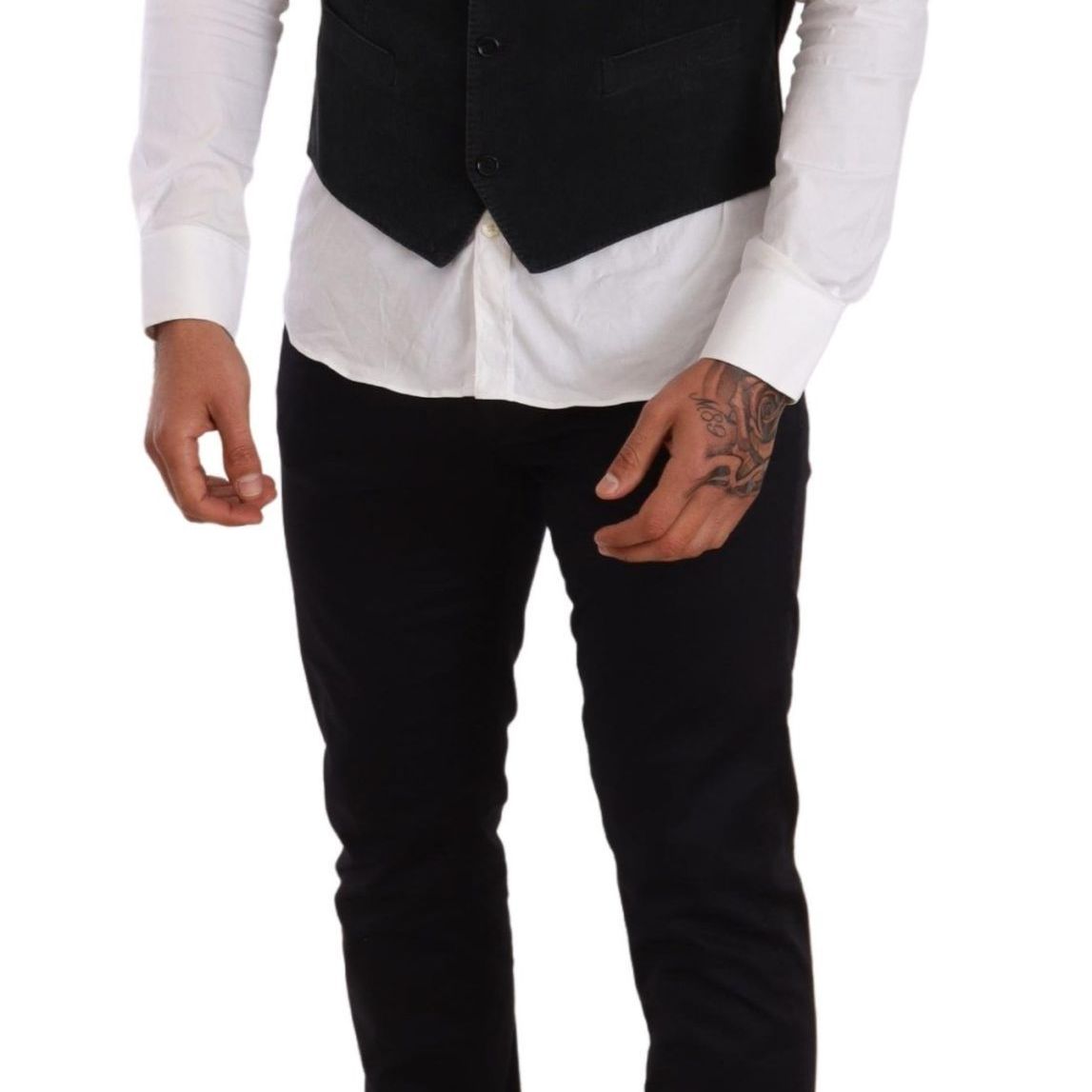 Dolce & Gabbana Black Cotton Single Breasted Waistcoat