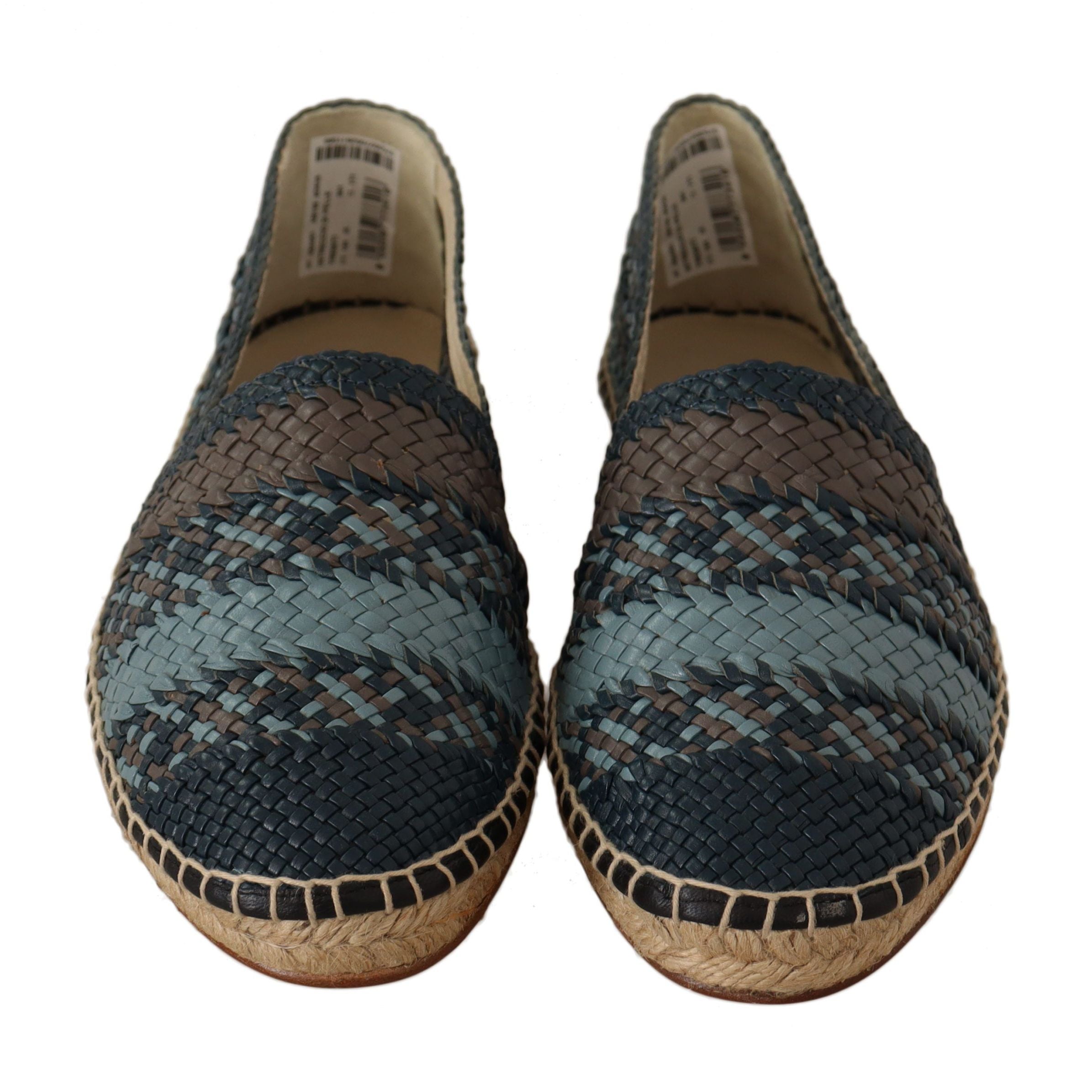 Dolce & Gabbana Blue Gray Slip On Buffalo Espadrille Shoes