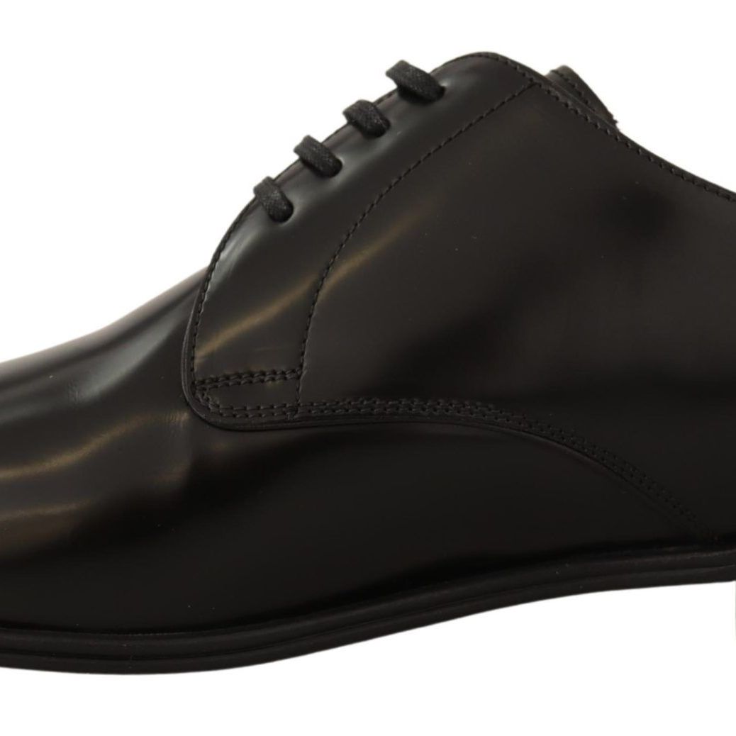 Dolce & Gabbana Black Leather Lace Up Men Dress Derby Shoes