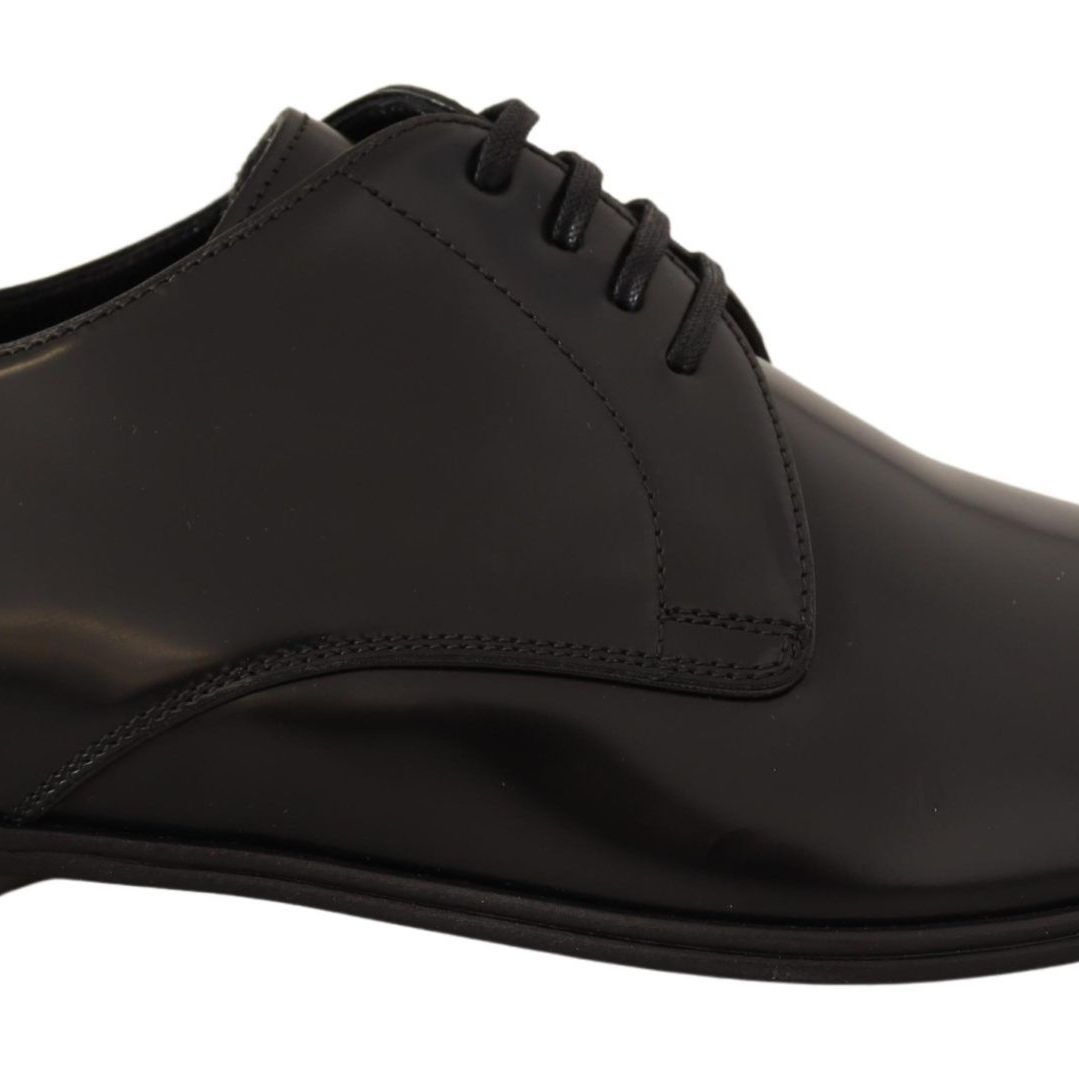 Dolce & Gabbana Black Leather Lace Up Men Dress Derby Shoes