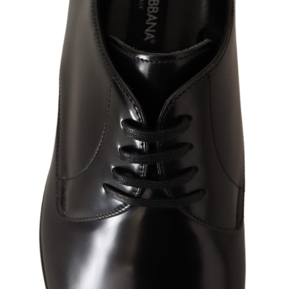 Dolce & Gabbana Black Leather Lace Up Men Dress Derby Shoes