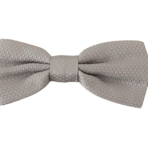 Dolce & Gabbana Silver Gray 100% Silk Adjustable Neck Papillon Bow Tie