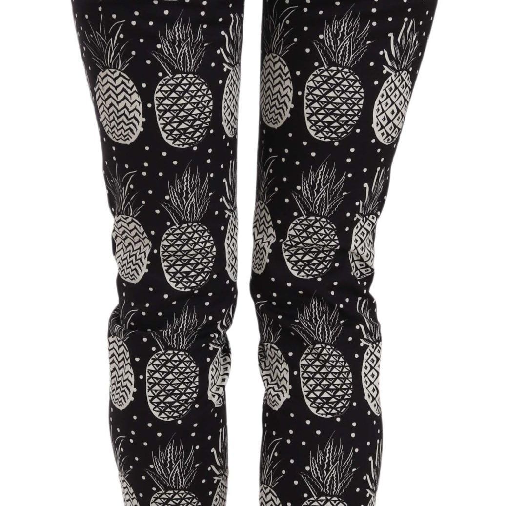 Dolce & Gabbana Black Pineapple Print Skinny Capri Pants