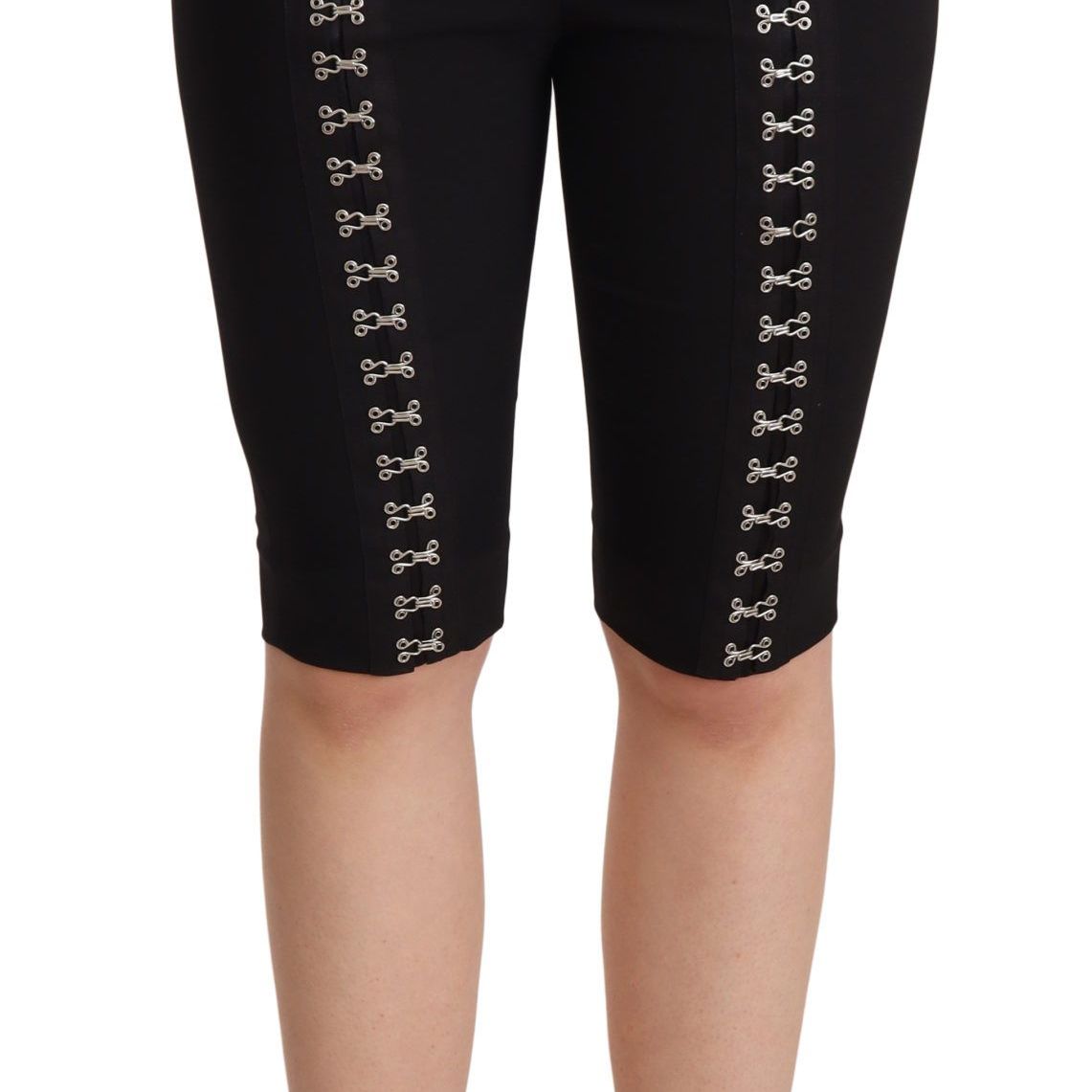 Dolce & Gabbana Black Wool Stretch Slim Fit High Waist Shorts
