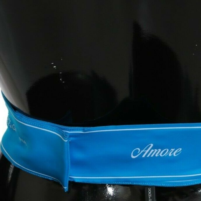 Dolce & Gabbana Blue Waist Ribbon Wide Bow Belt