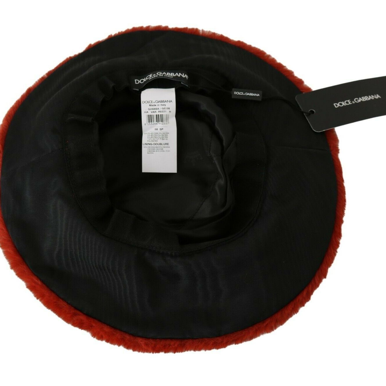 Dolce & Gabbana Red Bordeaux Fur Wide Brim Bucket Hat