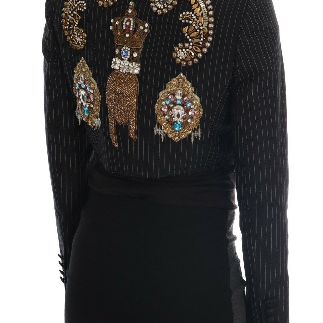 Dolce & Gabbana Black Crystal Fairy Tale Blazer Jacket
