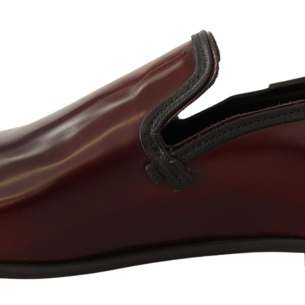 Dolce & Gabbana Bordeaux Patent Leather Dress Loafers Shoes