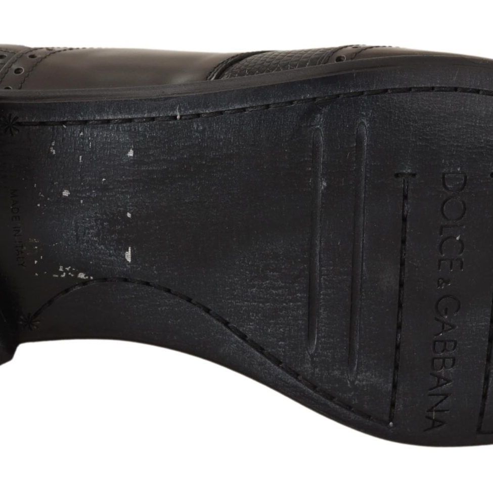 Dolce & Gabbana Brown Lizard Skin Leather Oxford Dress Shoes