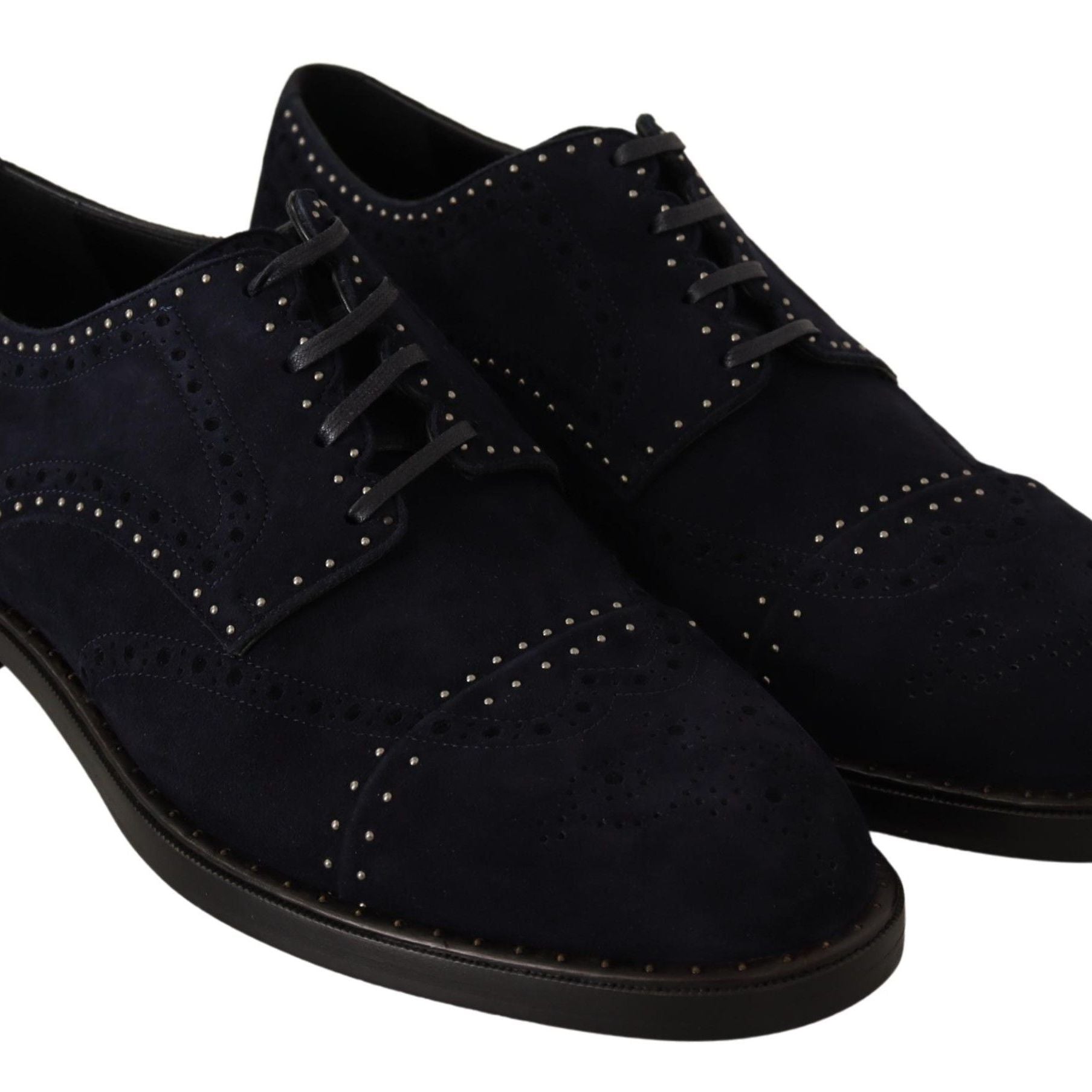 Dolce & Gabbana Blue Suede Leather Derby Studded Shoes