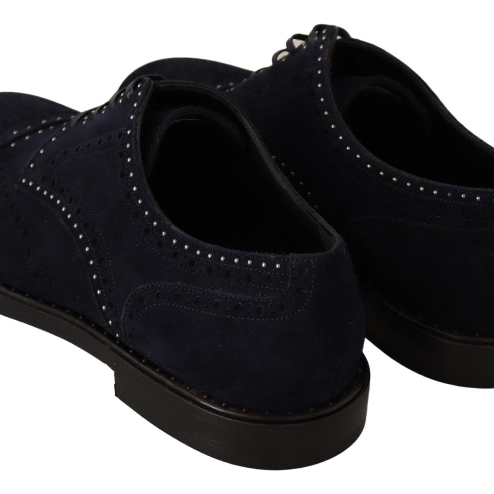 Dolce & Gabbana Blue Suede Leather Derby Studded Shoes
