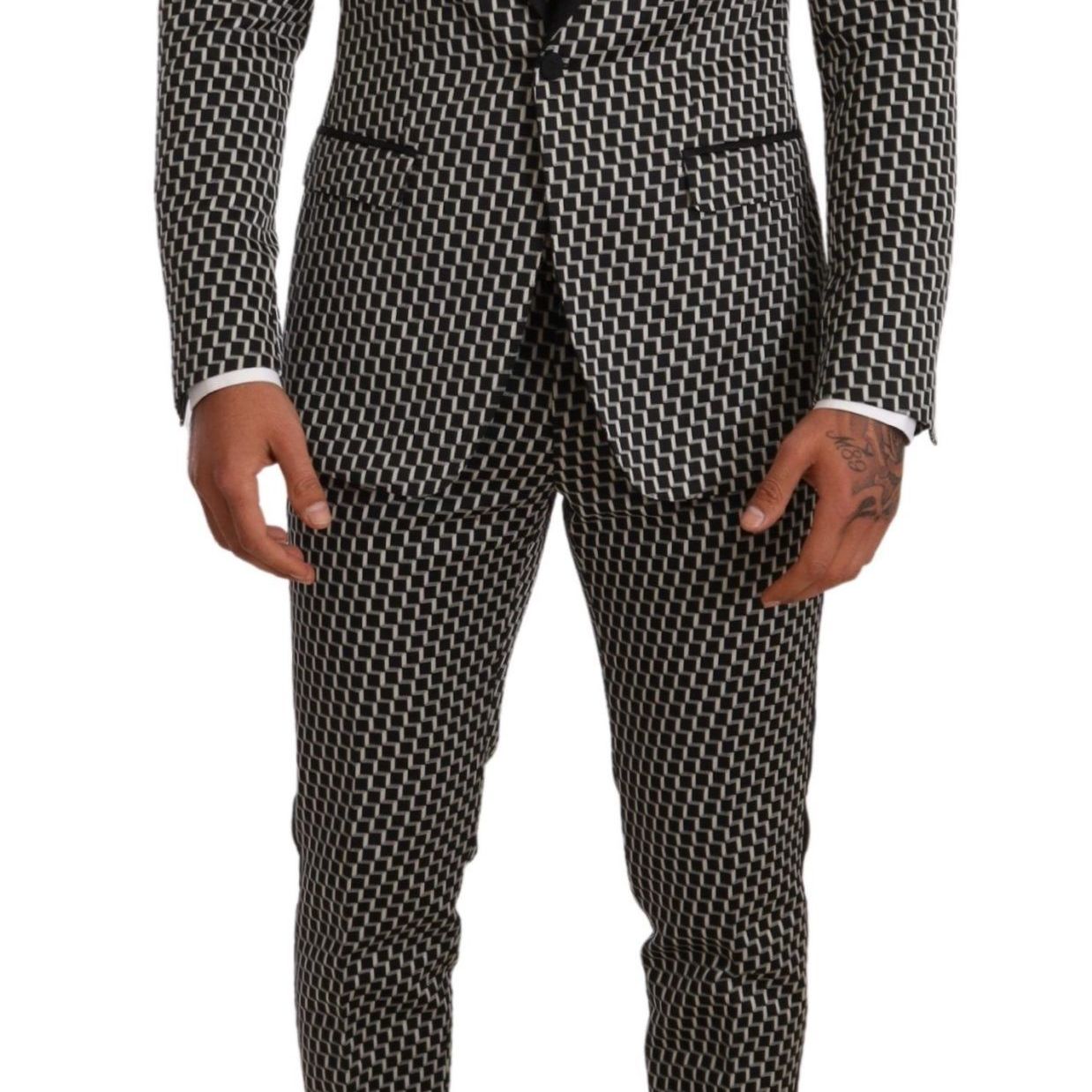 Dolce & Gabbana Dark Gray Check 3 Piece Set MARTINI Suit