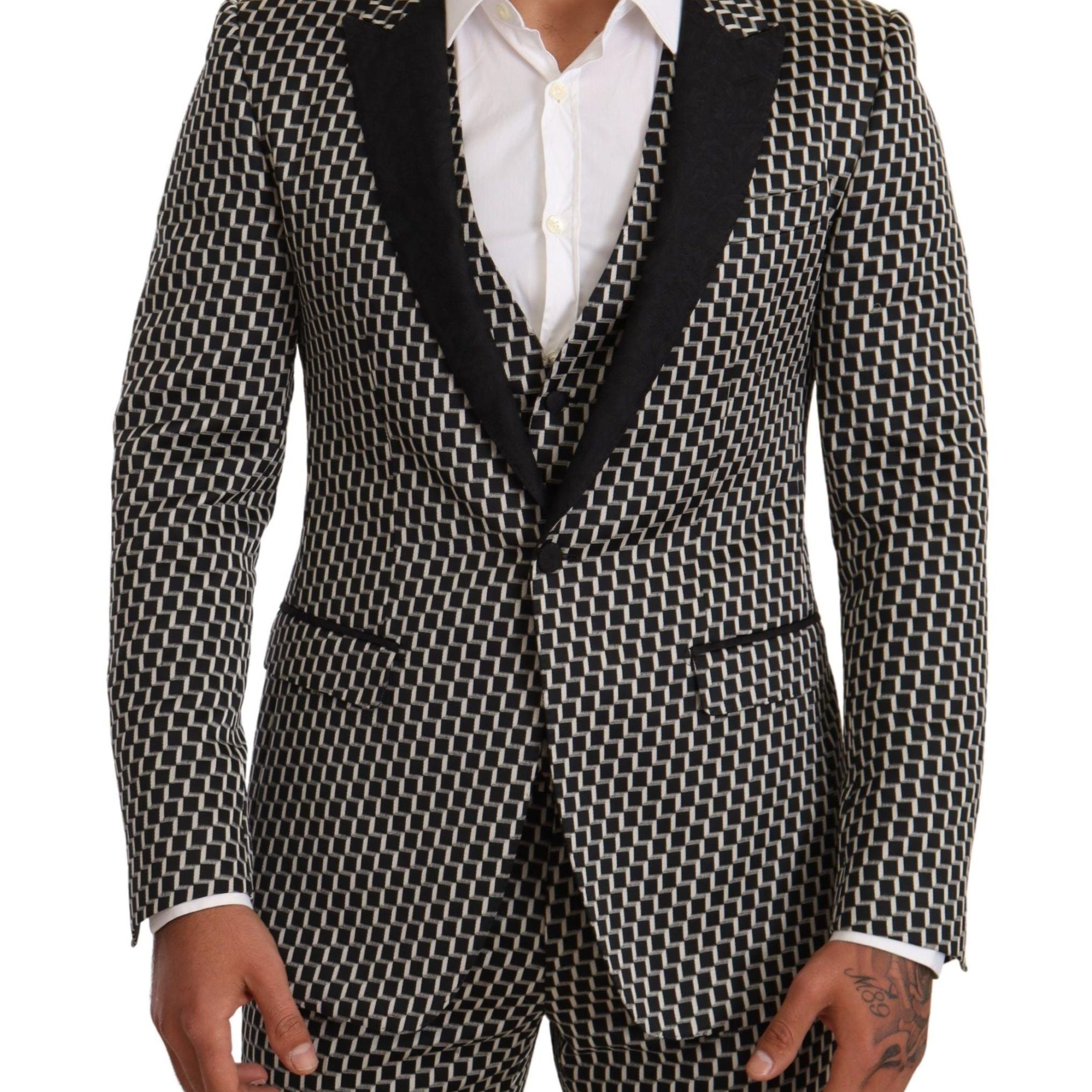 Dolce & Gabbana Dark Gray Check 3 Piece Set MARTINI Suit