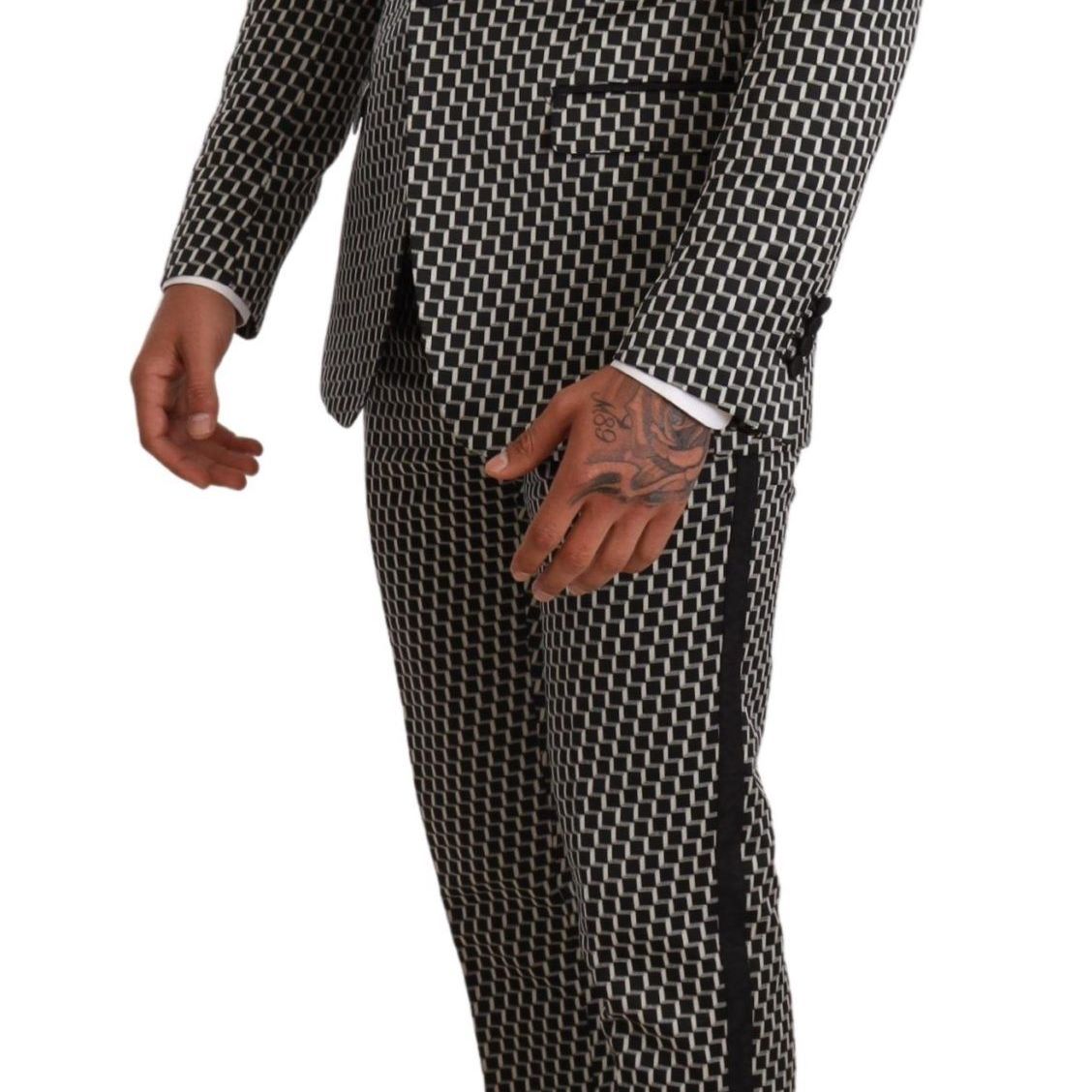 Dolce & Gabbana Dark Gray Check 3 Piece Set MARTINI Suit