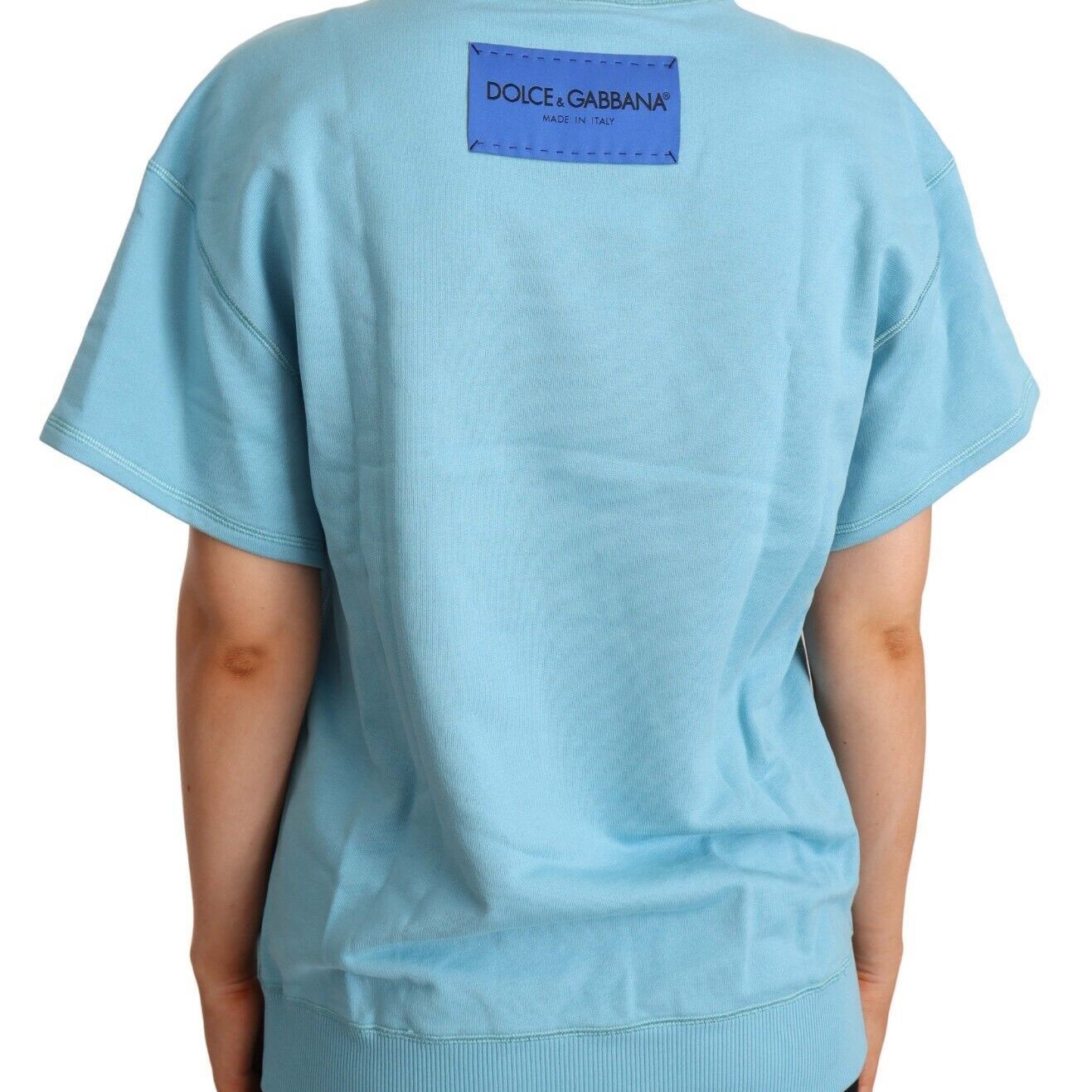 Dolce & Gabbana Blue Cotton Short Sleeves Crew Neck Top