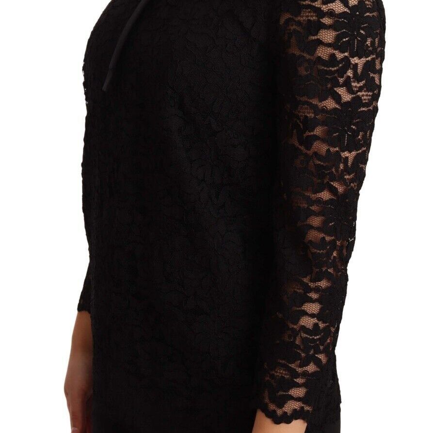 Dolce & Gabbana Black Floral Lace Nylon Blouse Top