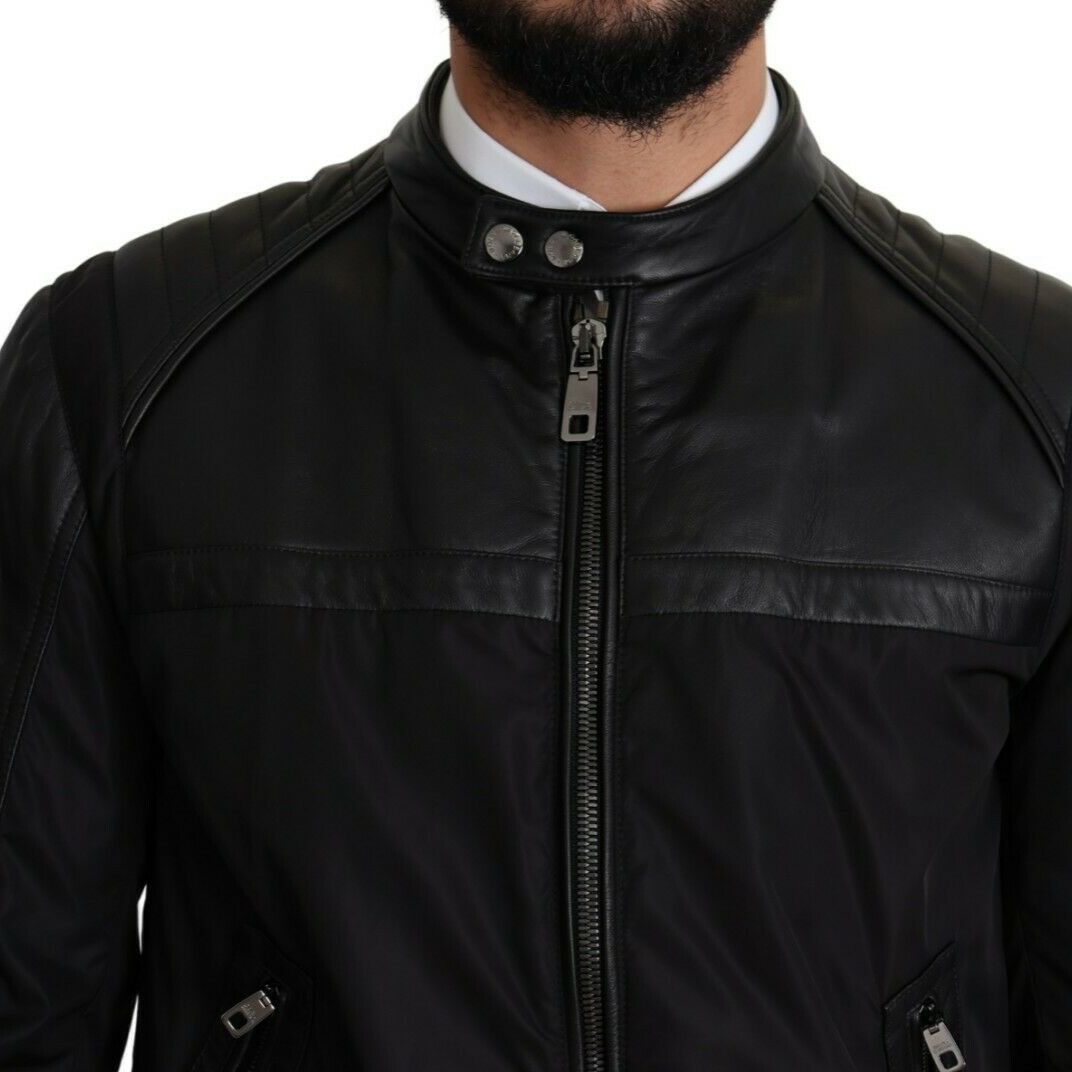 Dolce & Gabbana Black Nylon Full Zip Men Bomber Coat Jacket