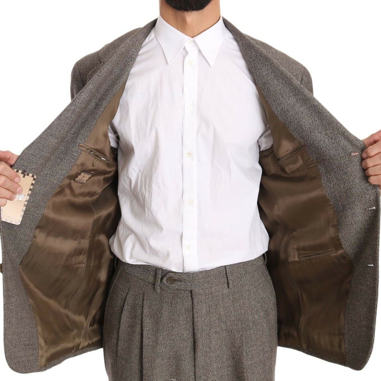 Fendi Brown Wool Regular Single Breasted Suit