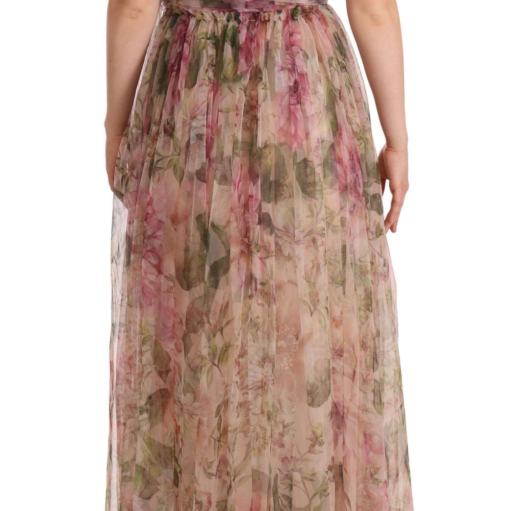 Dolce & Gabbana Multicolor Floral Print Long Maxi Gown Dress