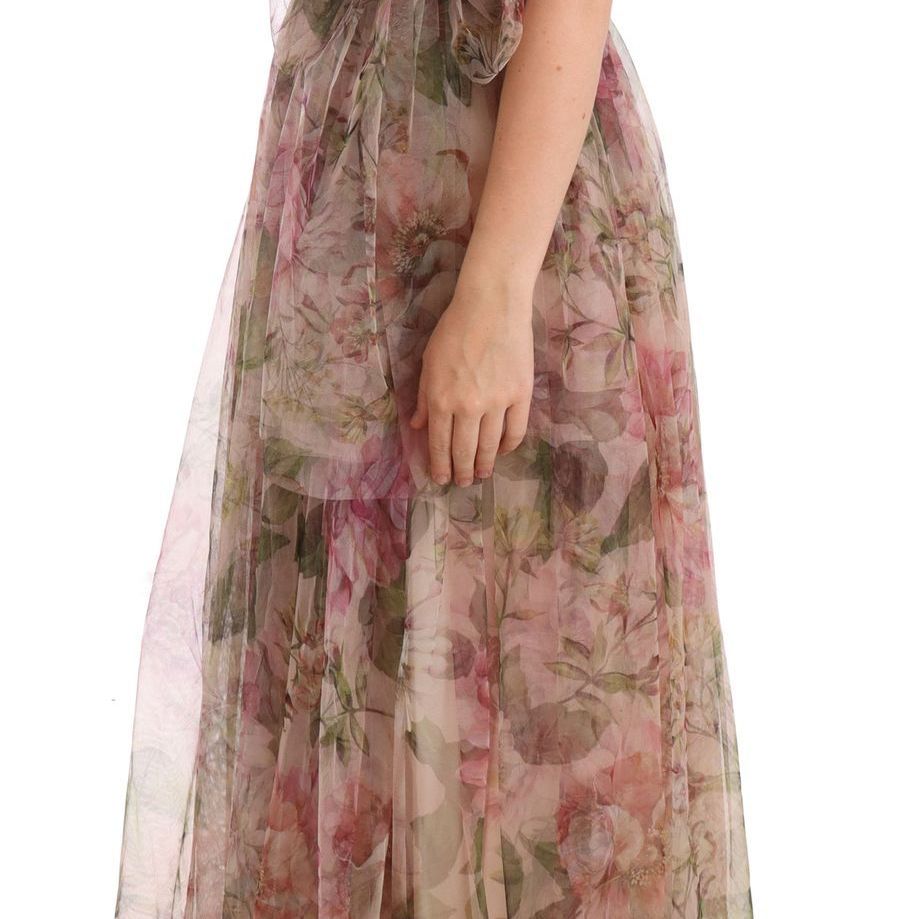 Dolce & Gabbana Multicolor Floral Print Long Maxi Gown Dress