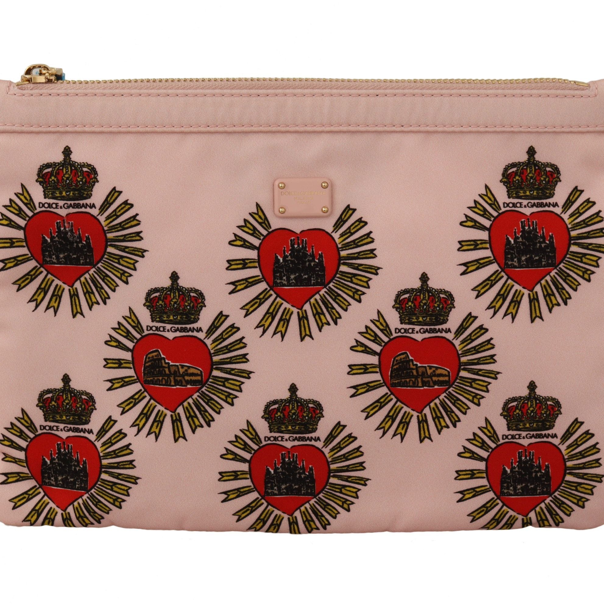 Dolce & Gabbana Clutch Pink D&G Logo Devotion Heart Toiletry Pouch Wallet