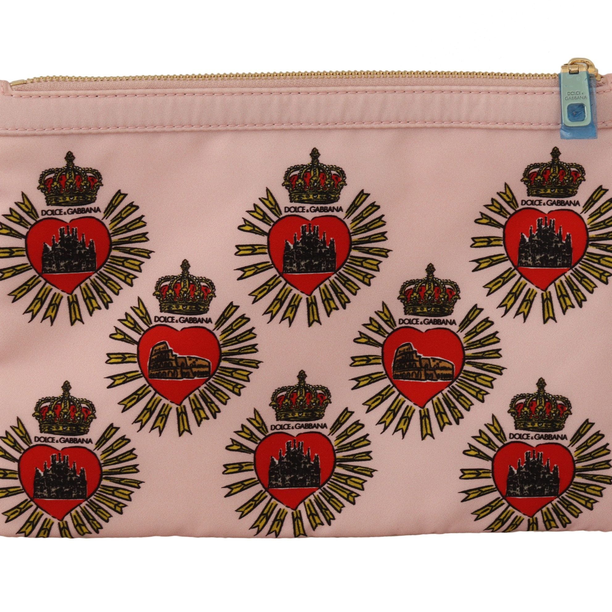 Dolce & Gabbana Clutch Pink D&G Logo Devotion Heart Toiletry Pouch Wallet