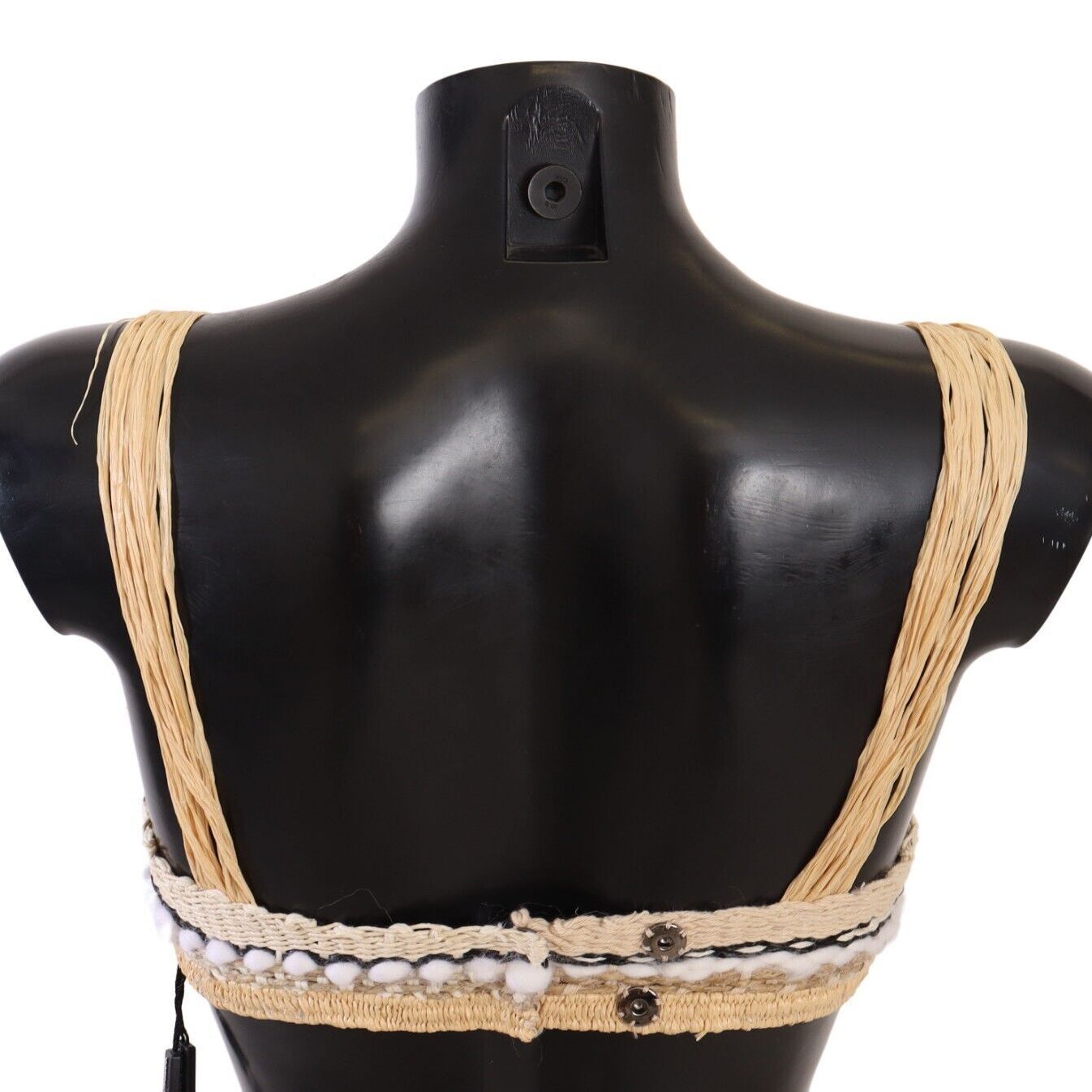 Dolce & Gabbana Beige Straw Raffia Woven Crochet Cover Up Top
