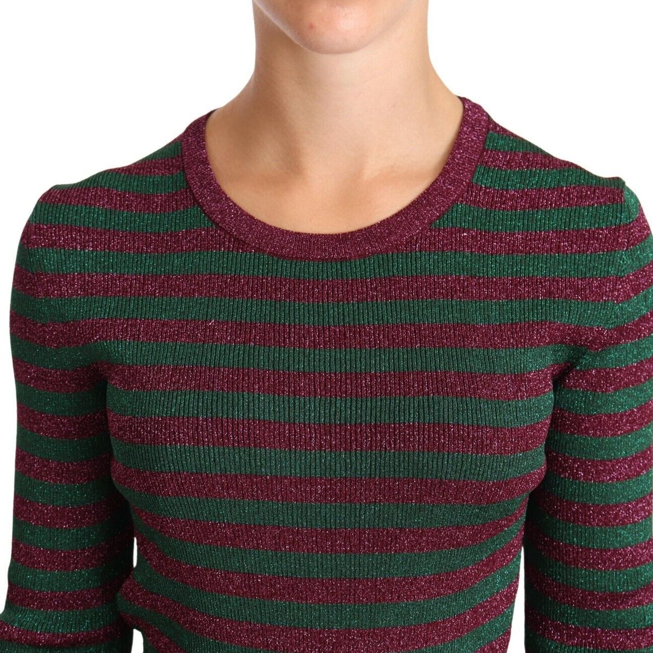 Dolce & Gabbana Multicolor Striped Crew Neck Pullover Sweater