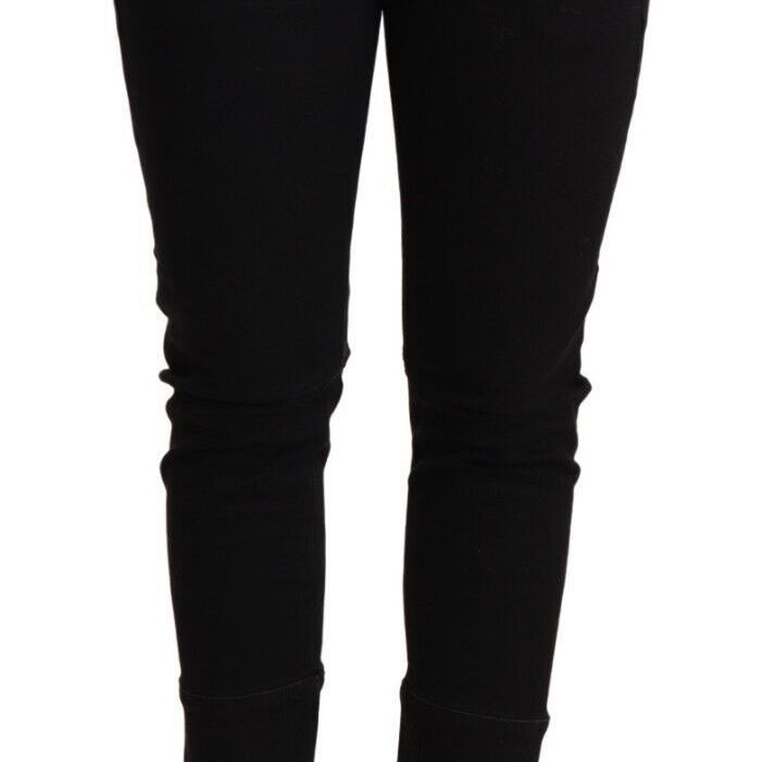 Ermanno Scervino Black Low Waist Skinny Slim Trouser Cotton Jeans