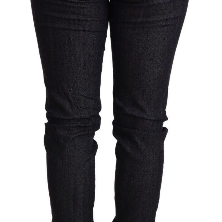 Ermanno Scervino Blue Skinny Folded Hem Denim Trouser Cotton Jeans