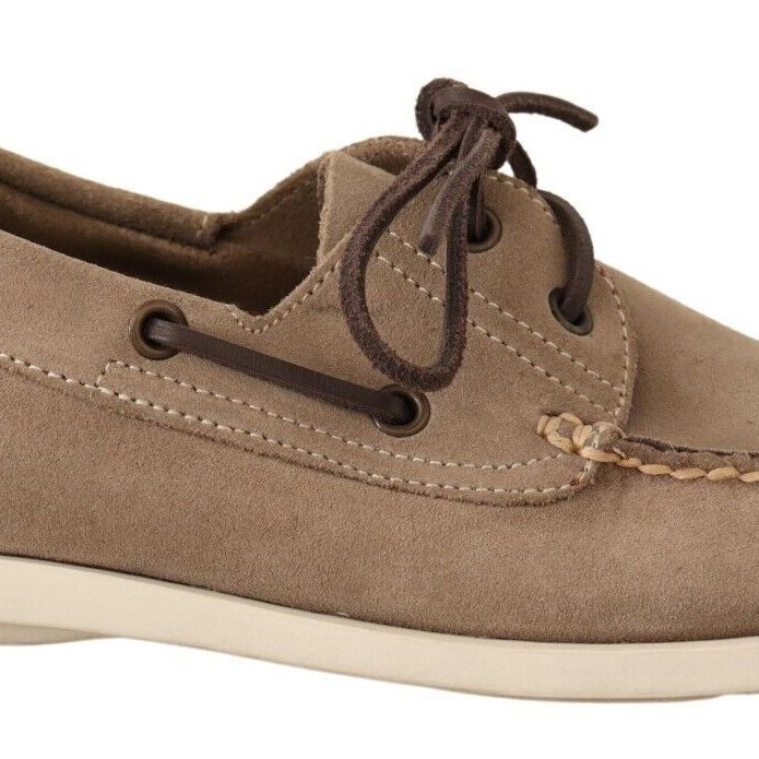 Pollini Beige Suede Low Top Mocassin Loafers Casual Men Shoes