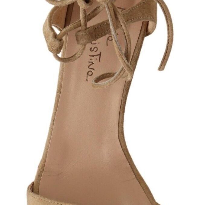Maria Christina Beige Suede Leather Ankle Strap Pumps Shoes