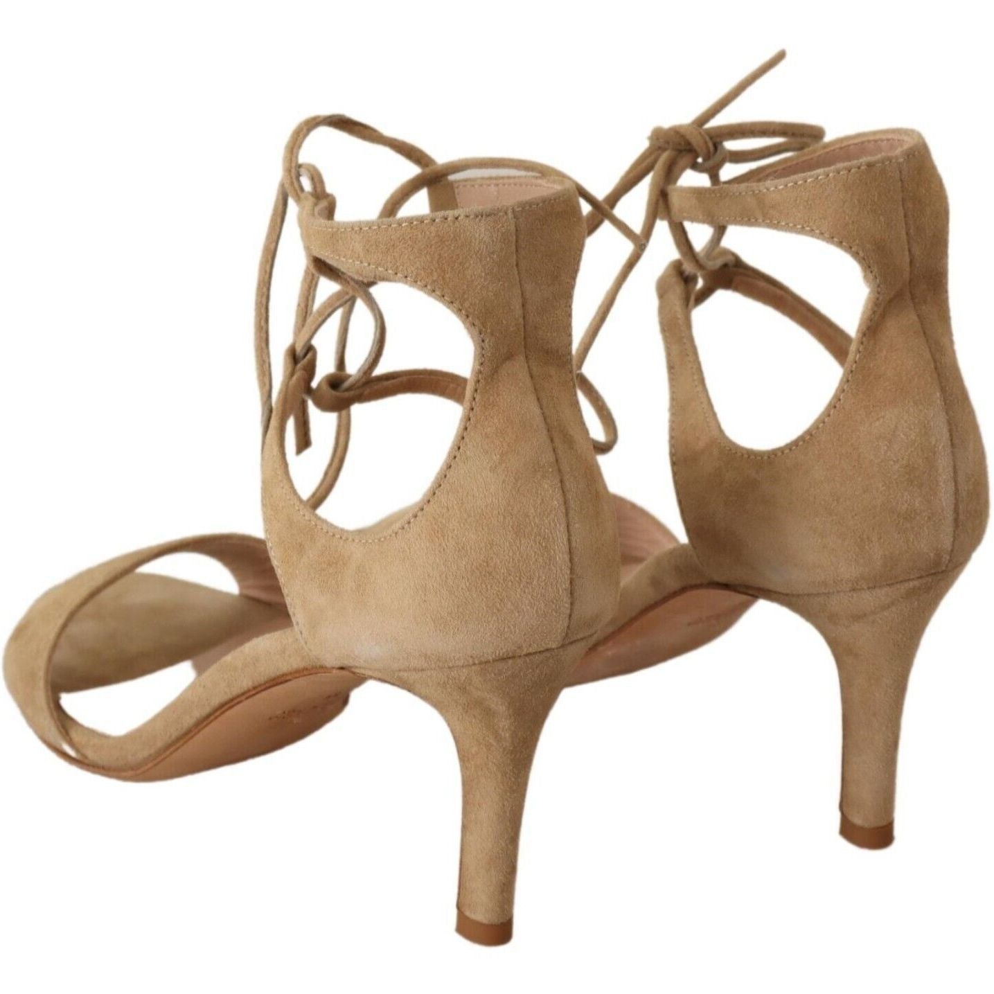 Maria Christina Beige Suede Leather Ankle Strap Pumps Shoes