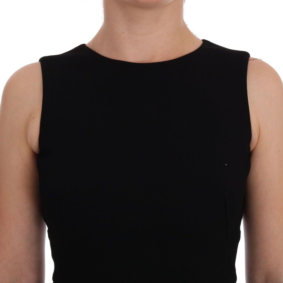 Dolce & Gabbana Black Stretch Crystal Sheath Gown Dress