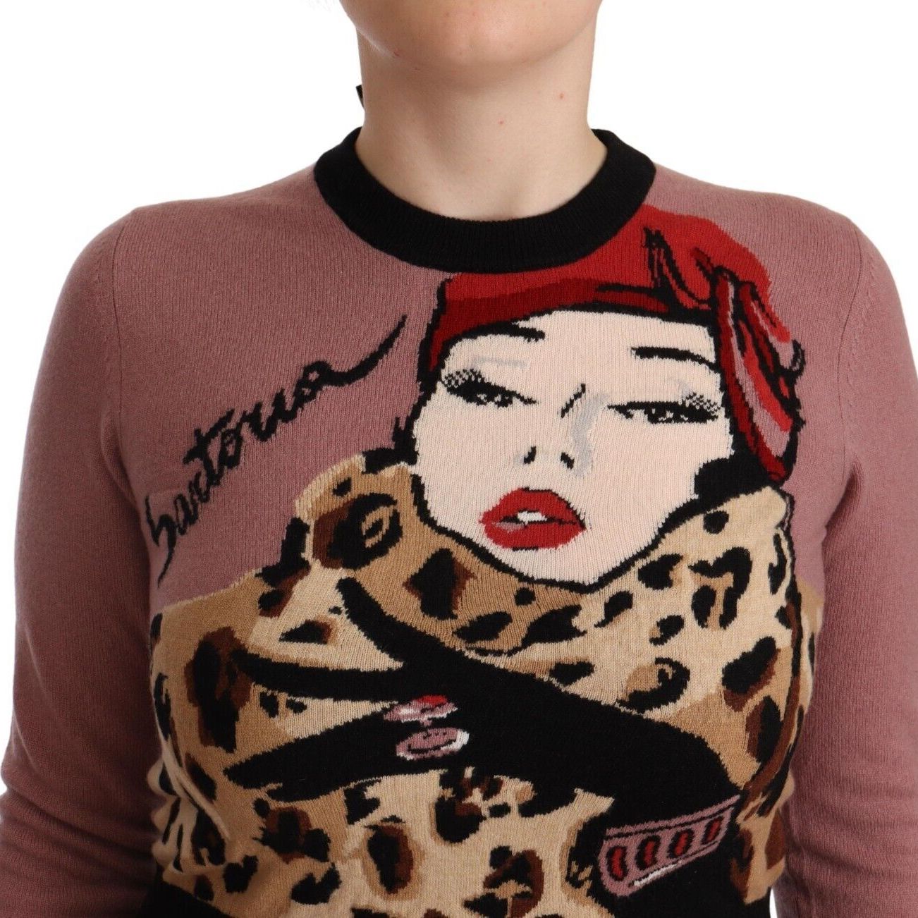 Dolce & Gabbana Pink Cashmere Crewneck Sartoria Pullover Sweater