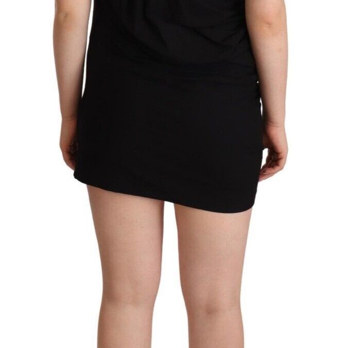 Roberto Cavalli Black Sleeveless Cotton Sheath Mini Dress