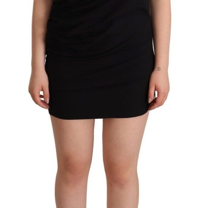 Roberto Cavalli Black Sleeveless Cotton Sheath Mini Dress