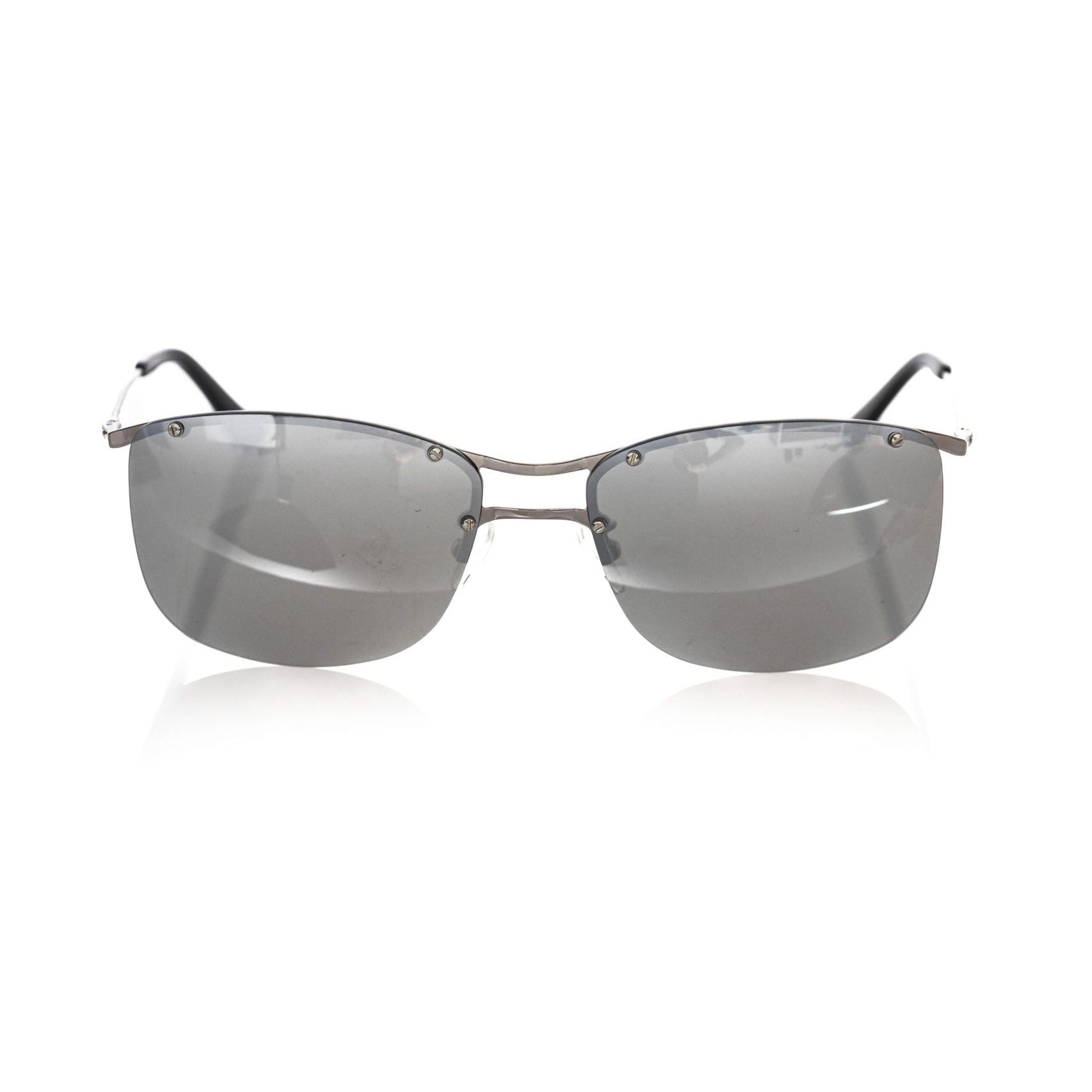 Frankie Morello Silver Metallic Fibre Men Sunglass