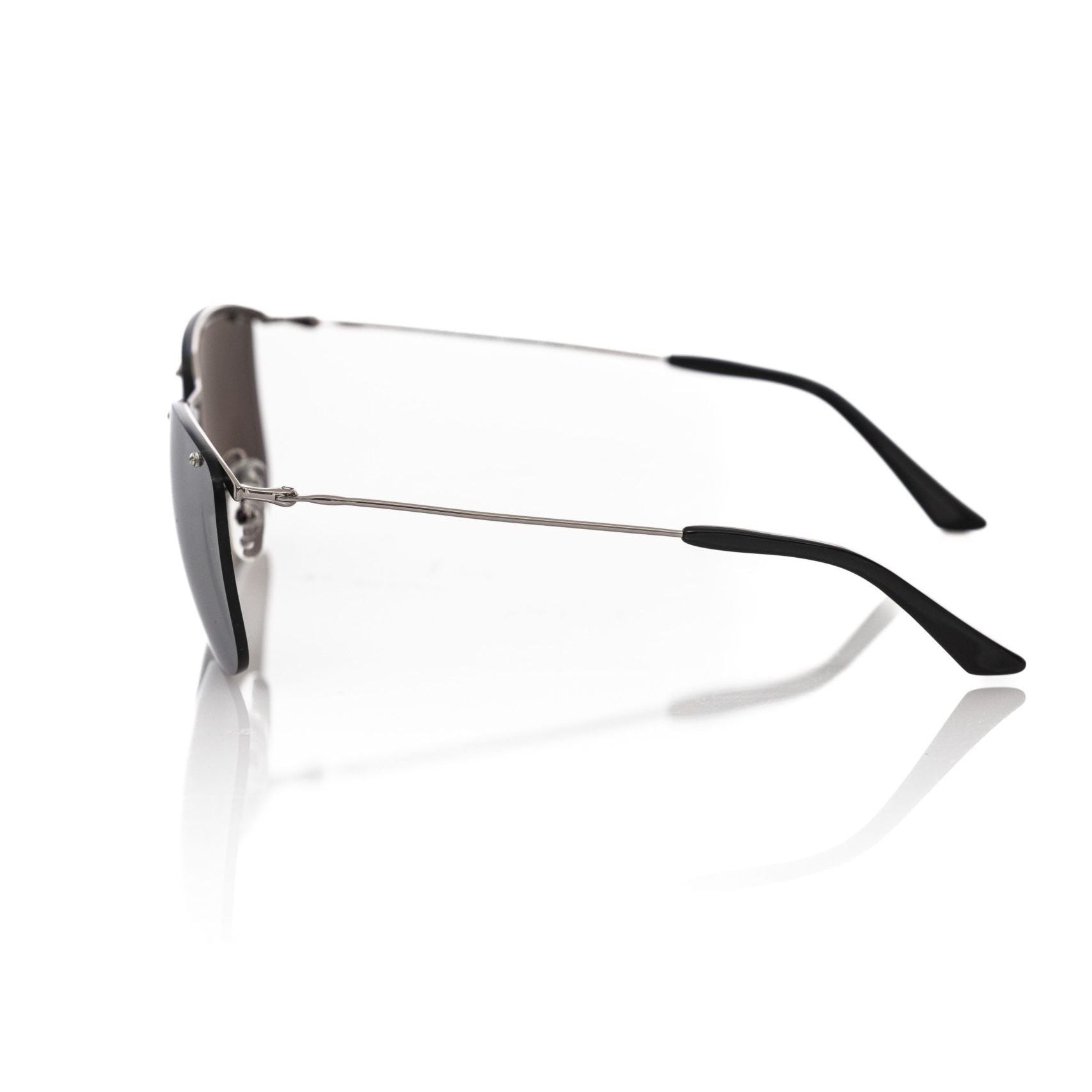 Frankie Morello Silver Metallic Fibre Men Sunglass