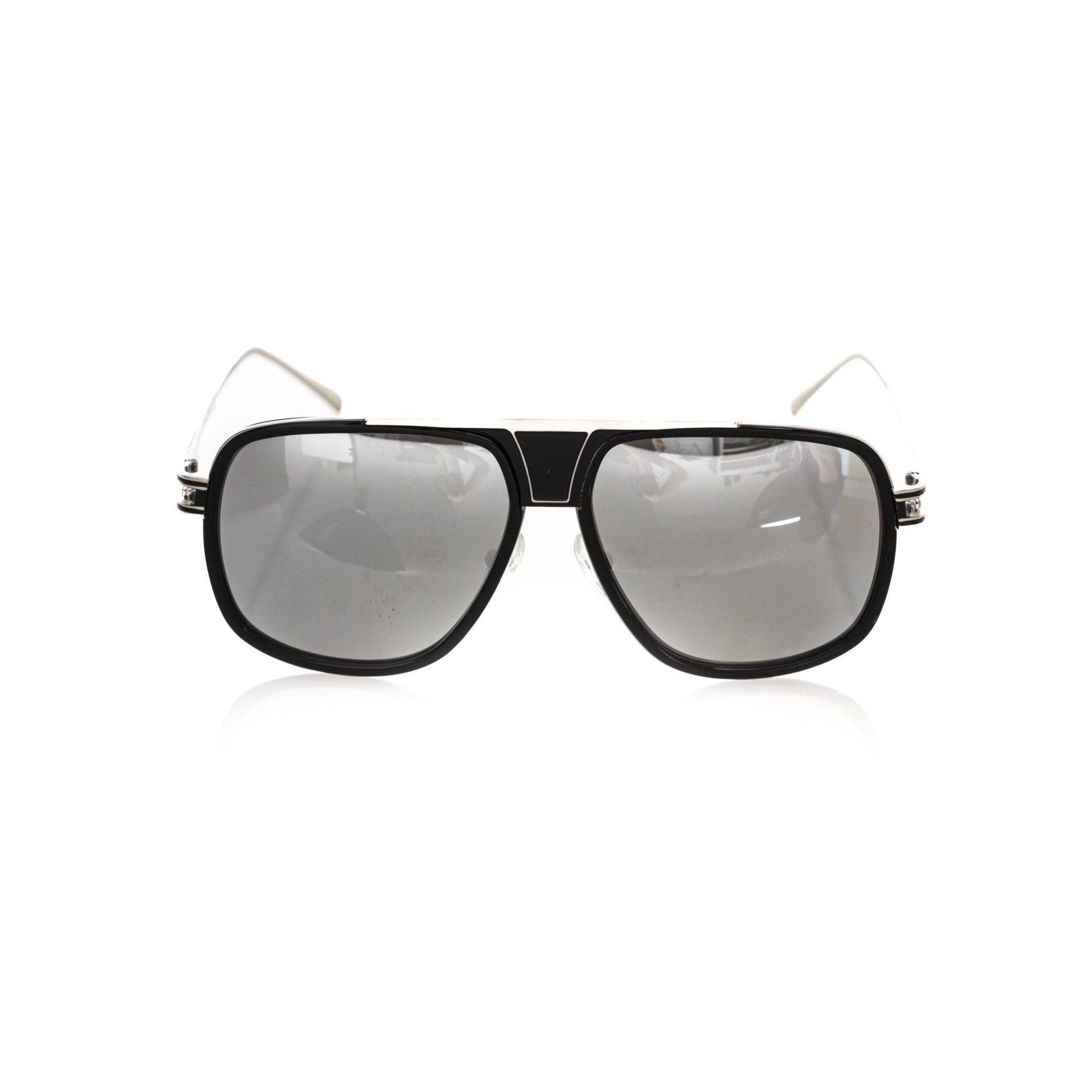 Frankie Morello Black Metallic Fiber Men Sunglass